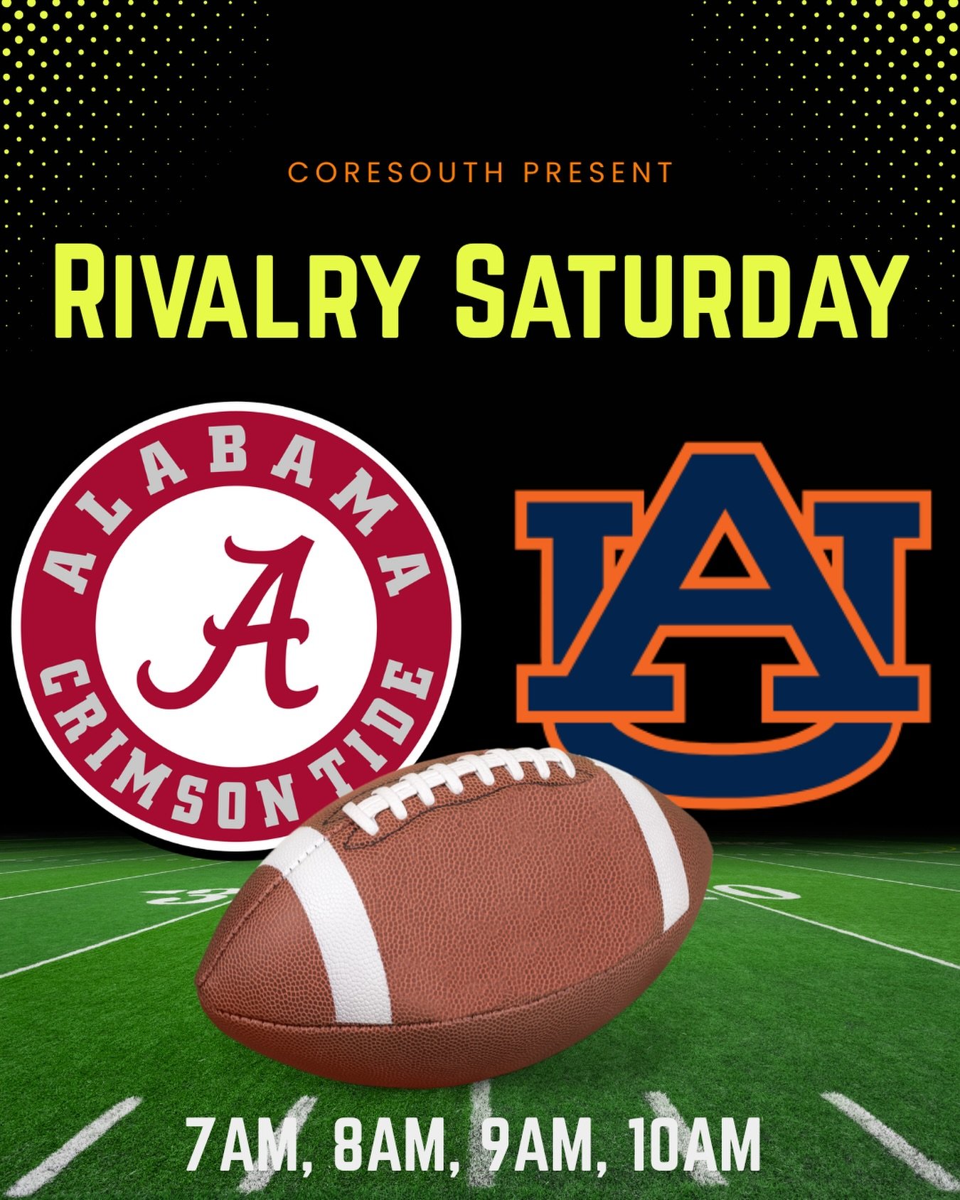 🏈Rivalry Saturday🏈

Before the big game kicks off, let&rsquo;s have fun with a little rivalry in class this Saturday! 

Who has better form 🐘 or 🐅?
Who has a slower pace 🐅 or 🐘?
Who crushes the finisher 🐘or 🐅?
Who has faster transitions 🐅 or