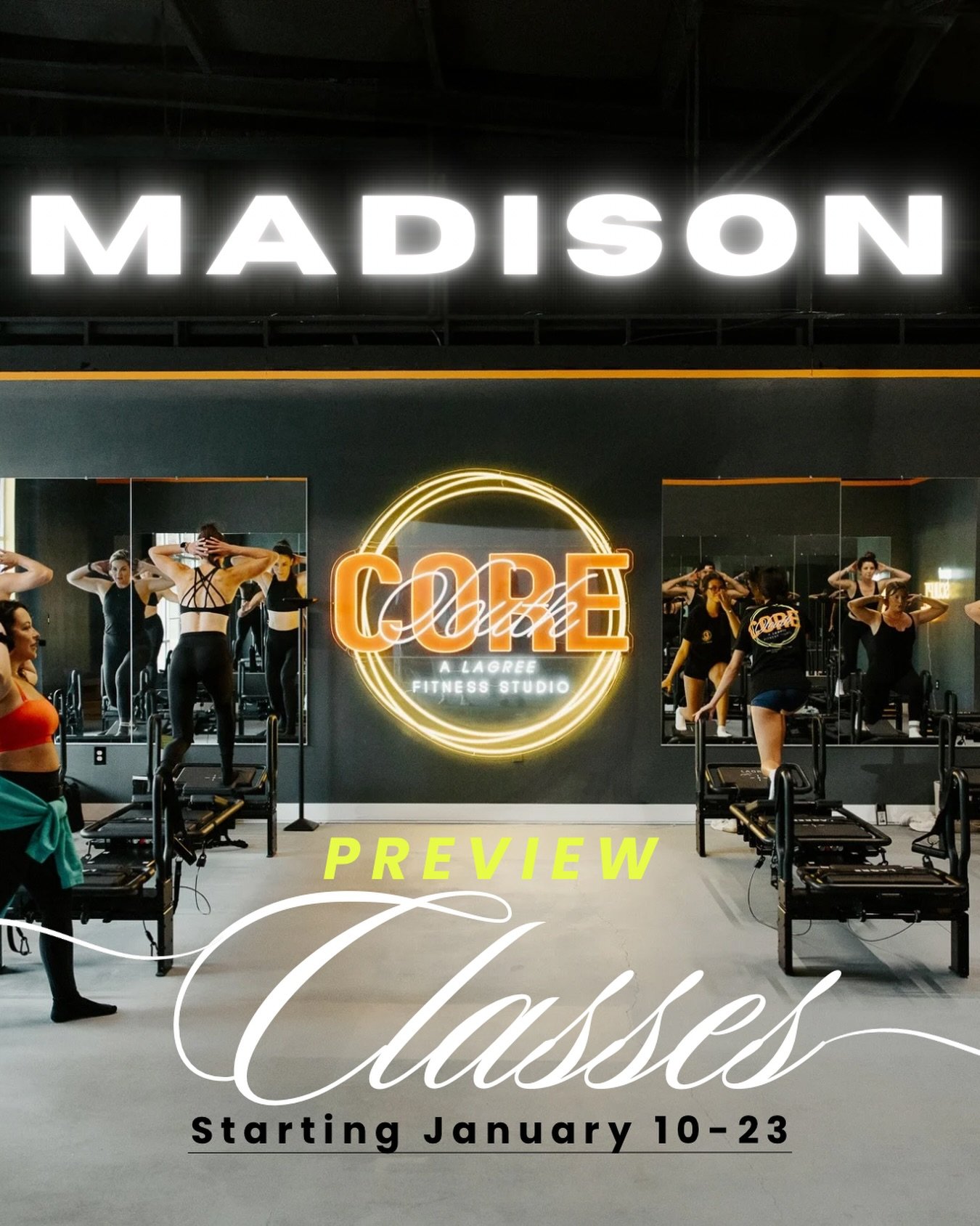 𝐌𝐀𝐃𝐈𝐒𝐎𝐍 𝐏𝐑𝐄𝐕𝐈𝐄𝐖 𝐂𝐋𝐀𝐒𝐒𝐄𝐒! ✨

We are beyond excited to announce our Madison Preview Classes! This is your sneak peek into our new studio, our Lagree classes, and everything we&rsquo;ve been building behind the scenes in Madison.

W
