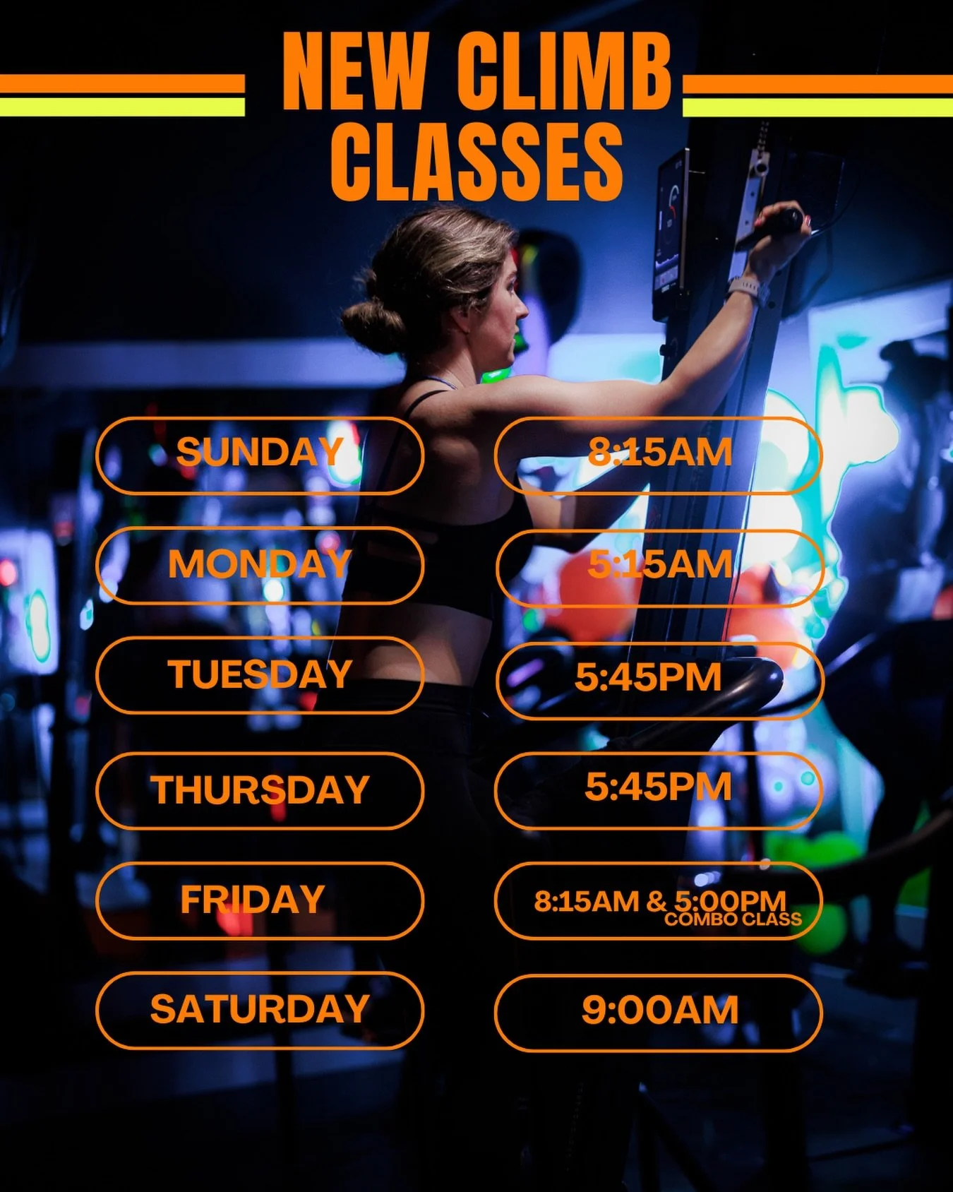 MADISON!  We are excited to add more Climb classes to the schedule!! ⛰️

Sunday @ 8:15am
Monday @ 5:15am
Tuesday @5:45pm
Thursday @ 5:45pm
Friday @ 8:15am &amp; 5pm Climb + Core
Saturday @ 9am

Each class is timed so that you can hop into a Lagree cl