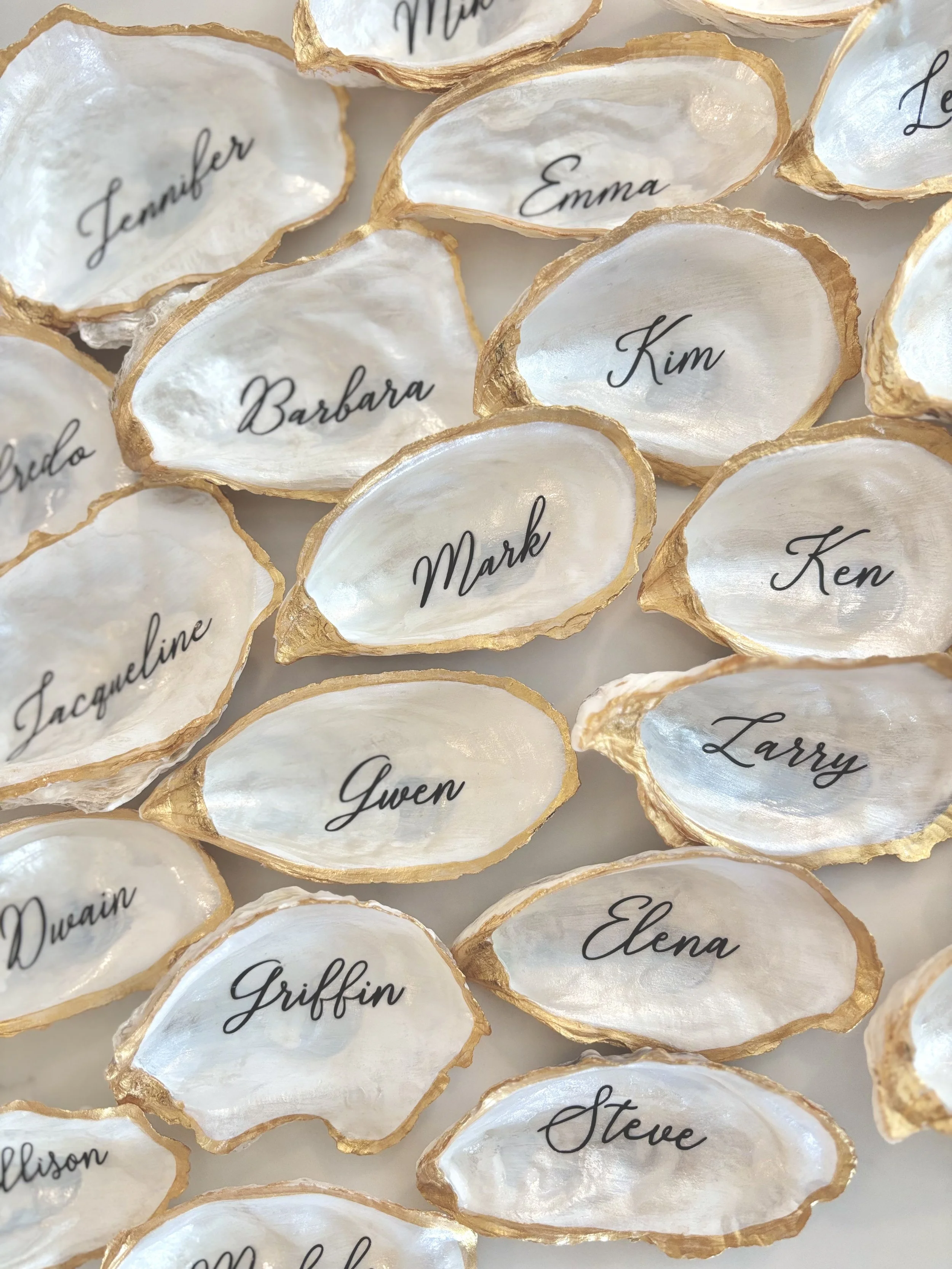 Pearlescent Oyster Shell Place Cards WITHOUT ribbon