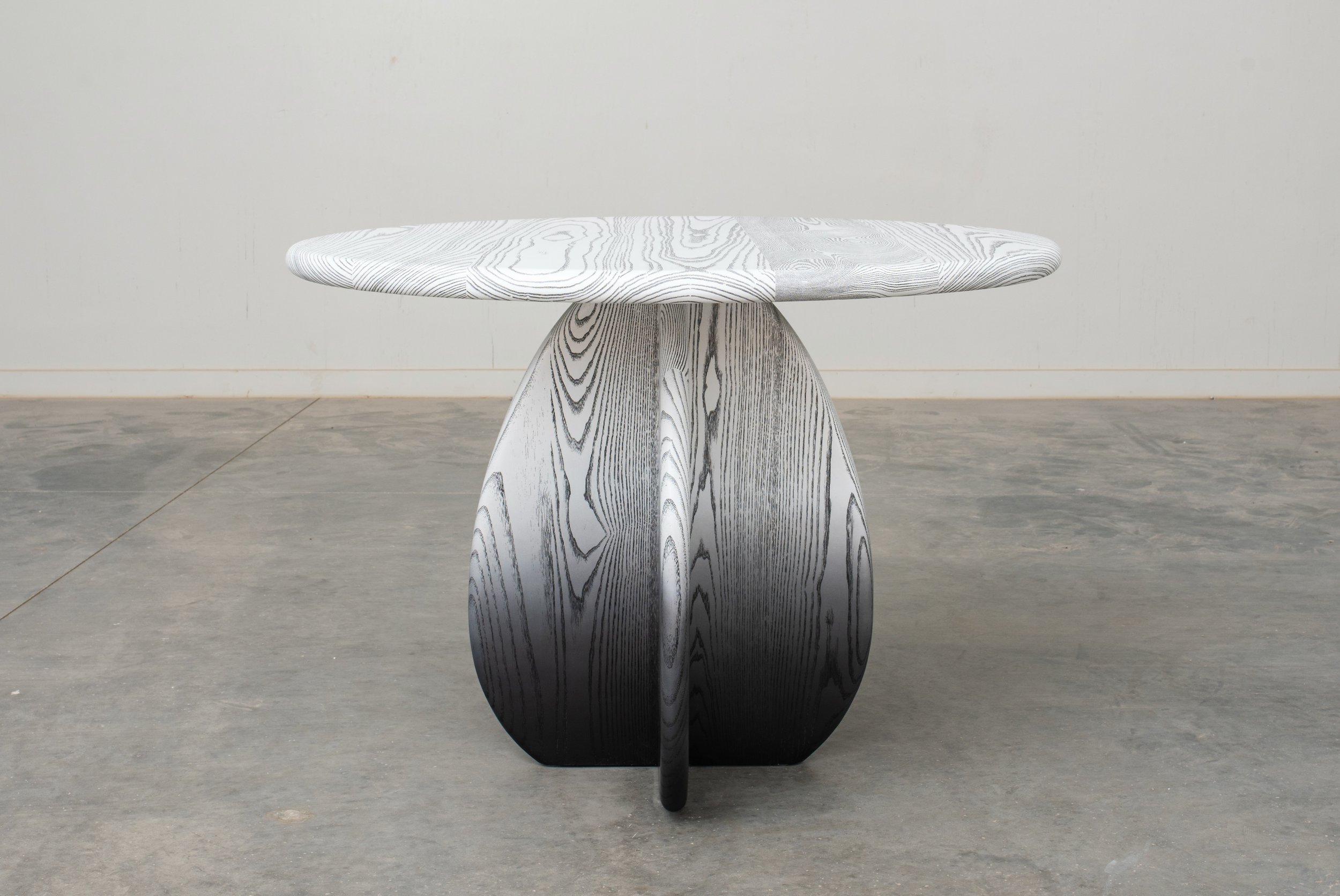 Crushing on this Bedrock Game Table for @schwartzdesignshowroom in our classic White Glaze ombre Claize on solid Ash 🤍🖤. TGIF!! 

Handcrafted in Iowa @aronsonwoodworks