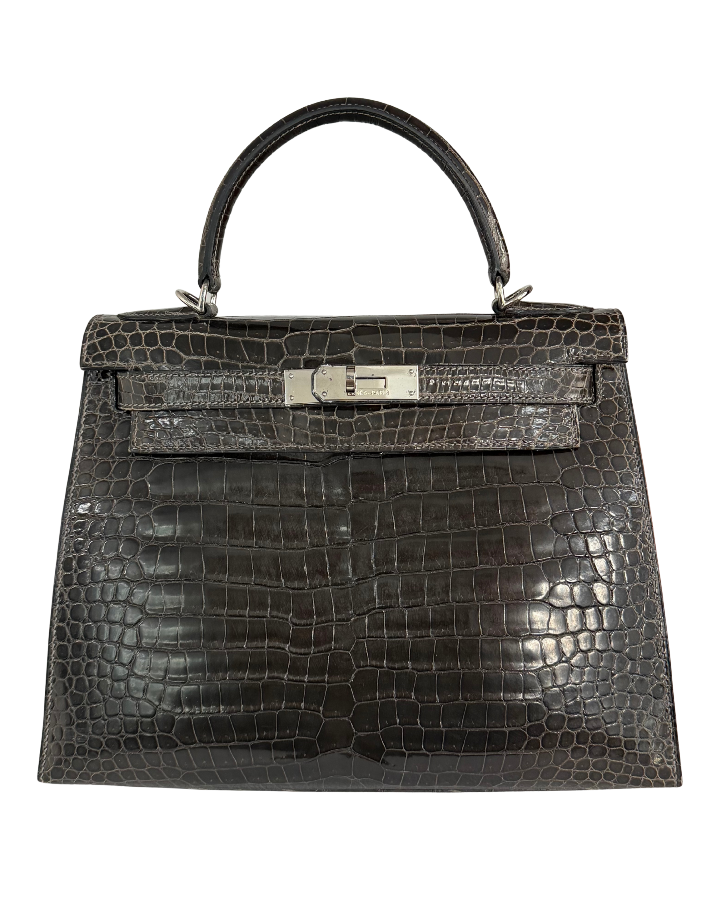 Hermès Kelly 28 Graphite Croc