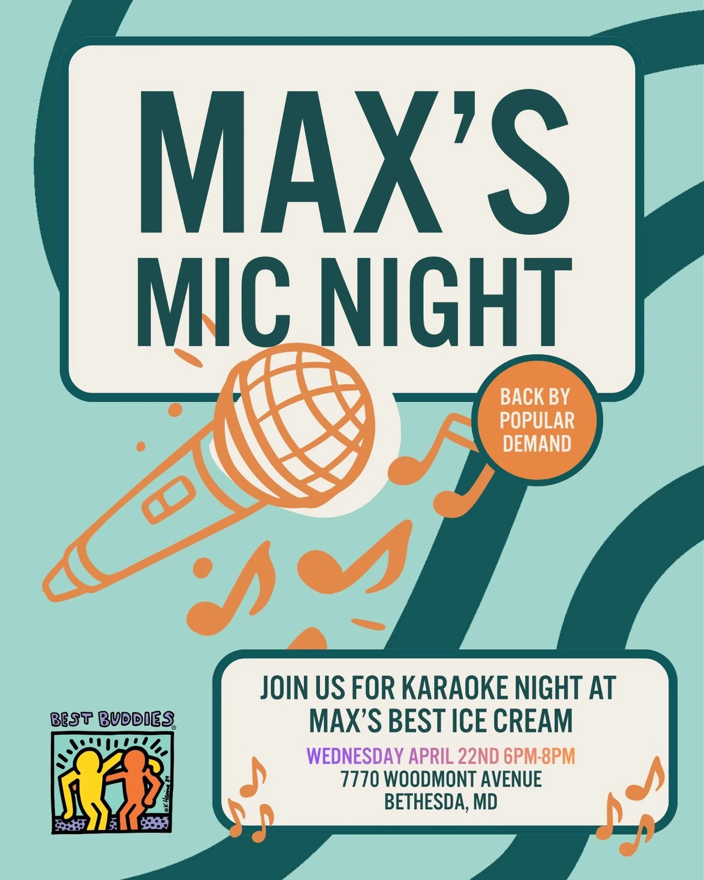 Drumroll please....🥁 Max's Mic Night is BACK by popular demand for our second event! 🎤🎶

Join us and @bestbuddiesmd @bestbuddiesvadc @bestbuddies for an evening of karaoke, ice cream and so much fun at Max's Best Ice Cream. 

🗓️ Wednesday April 2