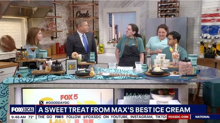 A round of applause for our Best Buddies Team Members Allison and Hari! 👏 They were both fantastic on @fox5dc this morning. Allison is truly the master at hand decorating our Over the Rainbow Extreme Milkshake Cups. 

As a host Hari greets every cus