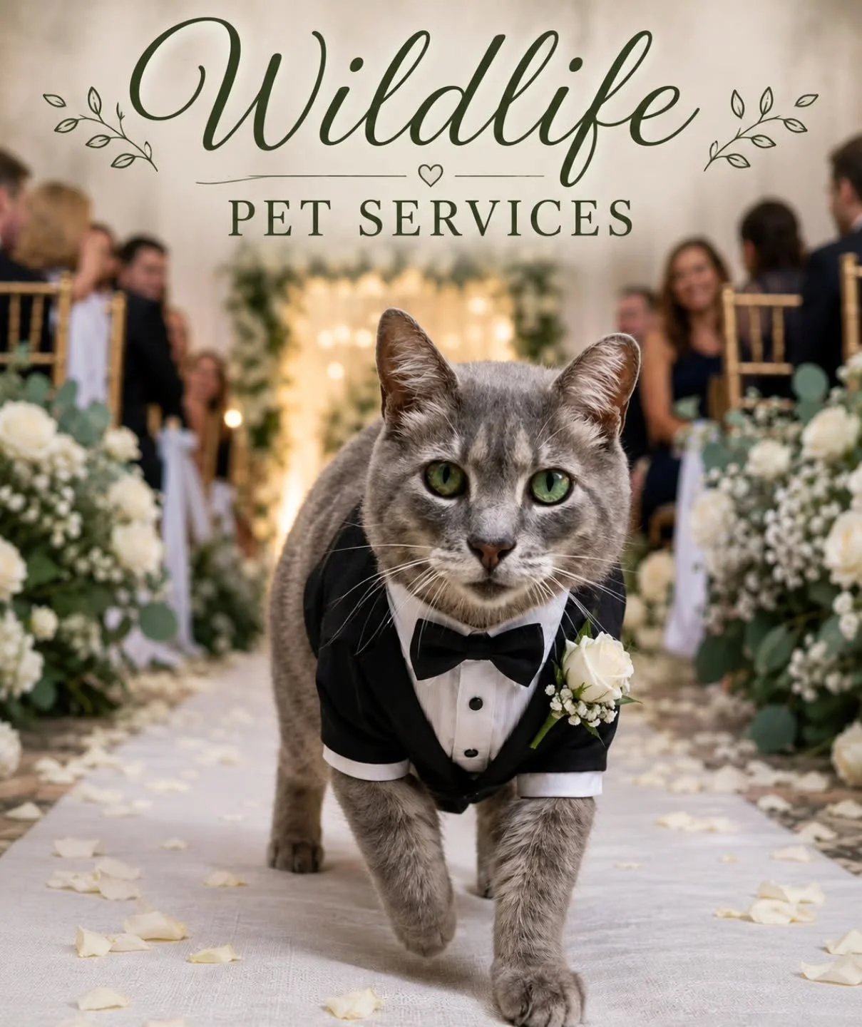 Cats say "I Do" too. 🐱💍

At Wildlife Pet Services, we help your furry family members be part of your biggest day while keeping them happy, comfortable, and stress free. 🤍

From walking down the aisle and posing for photos to enjoying qui