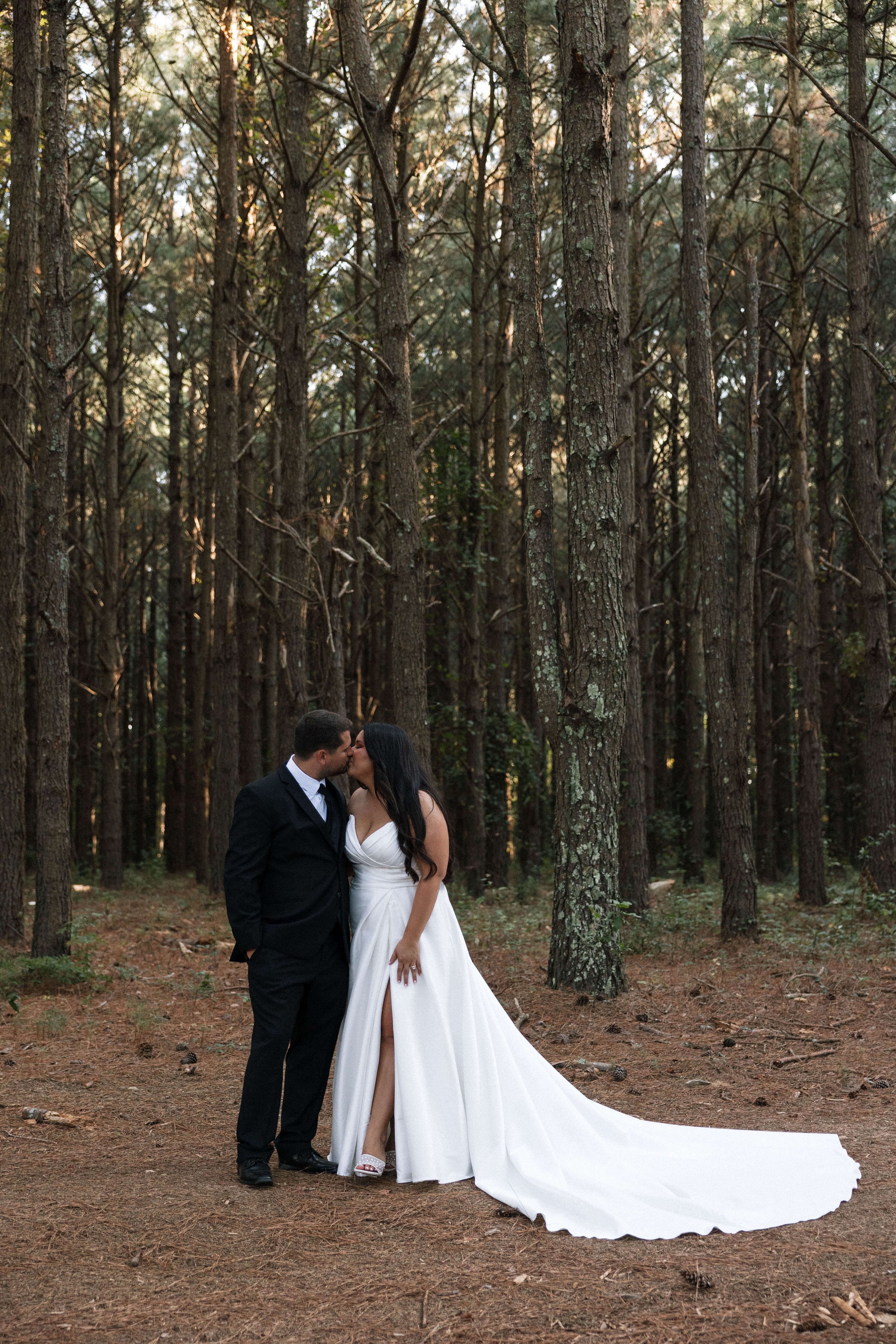 Bride and groom outside