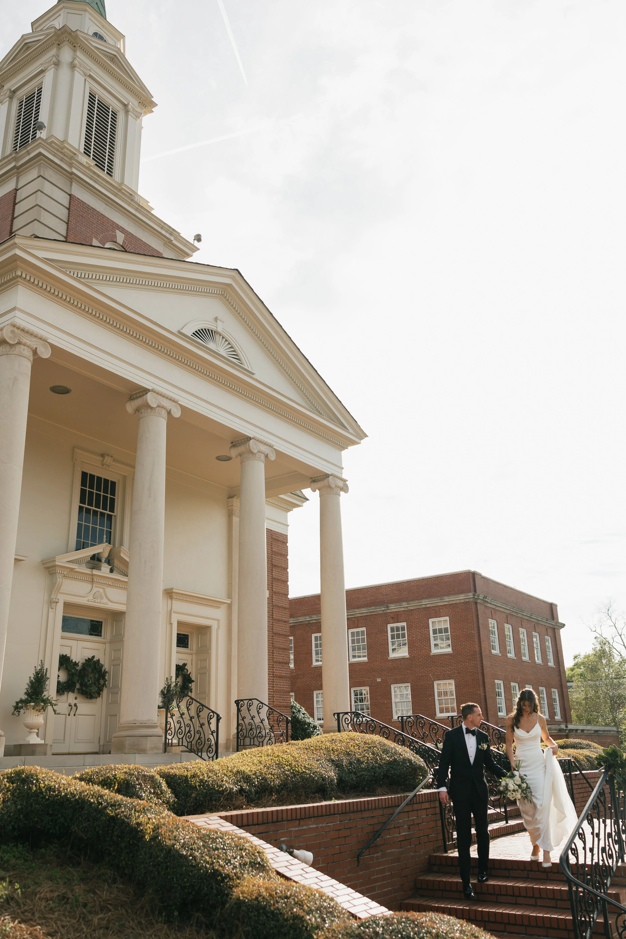 Bride and groom at beautiful Virginia church