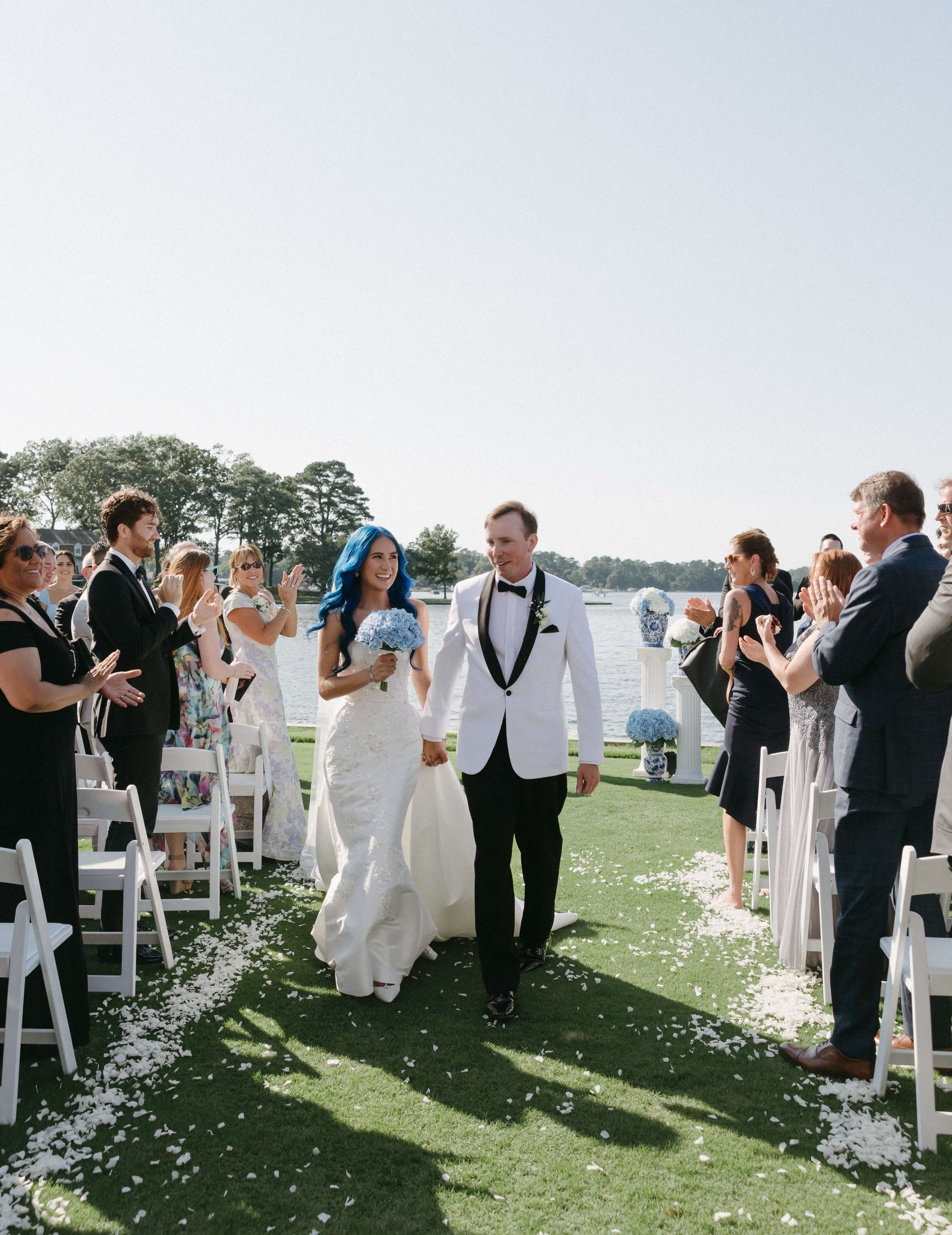 Walking down aisle at Cavalier Golf & Yacht Club