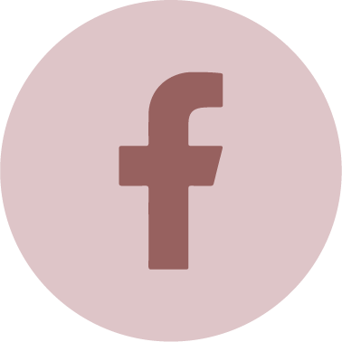 Facebook logo with a lowercase 'f' on a pink circular background.