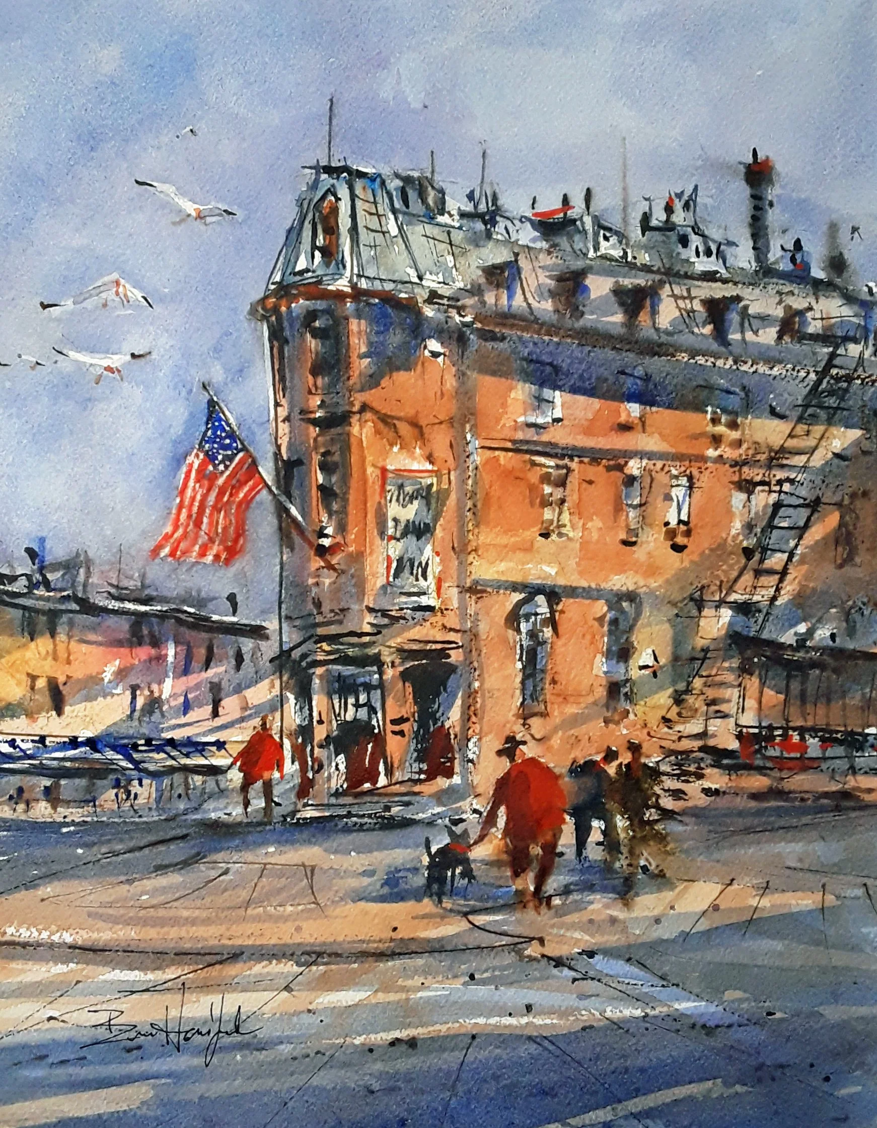 "Maryland Inn" Bruce Handford 13.5x15.5 Watercolor $900