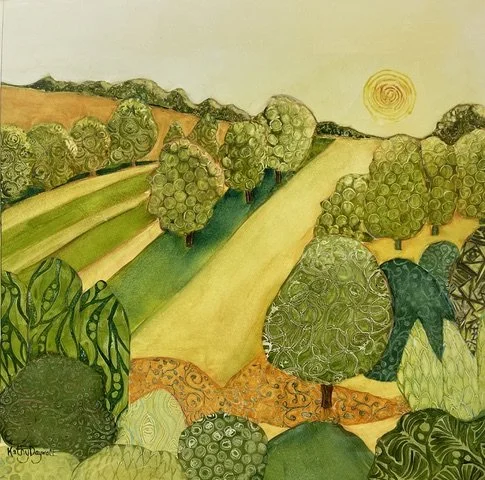 Kathy Daywalt original painting titled Light the Way 23x23 Water Media $1650