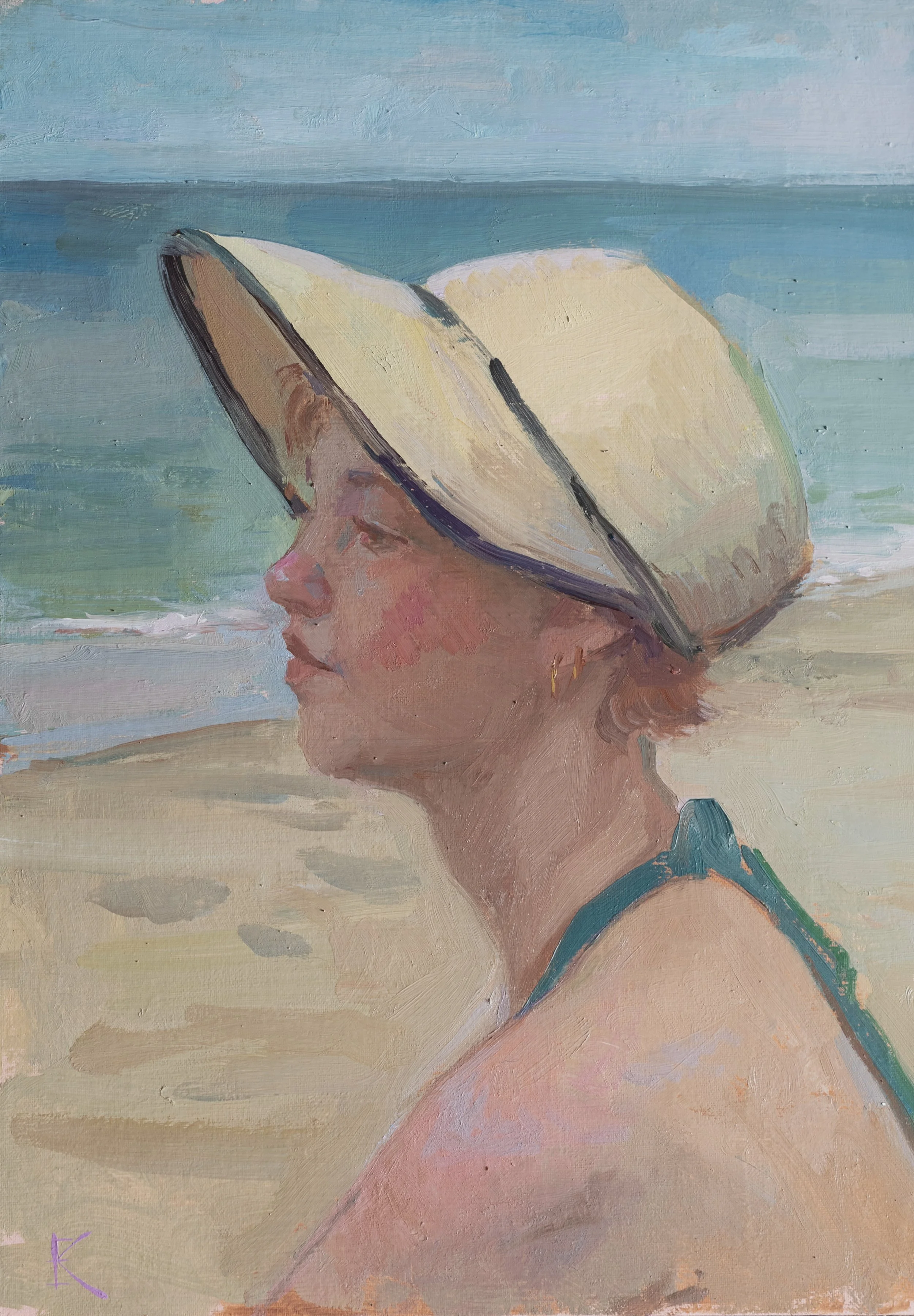 Kathryn Engberg - Sunny on the Beach 12x9 - oil $2400
