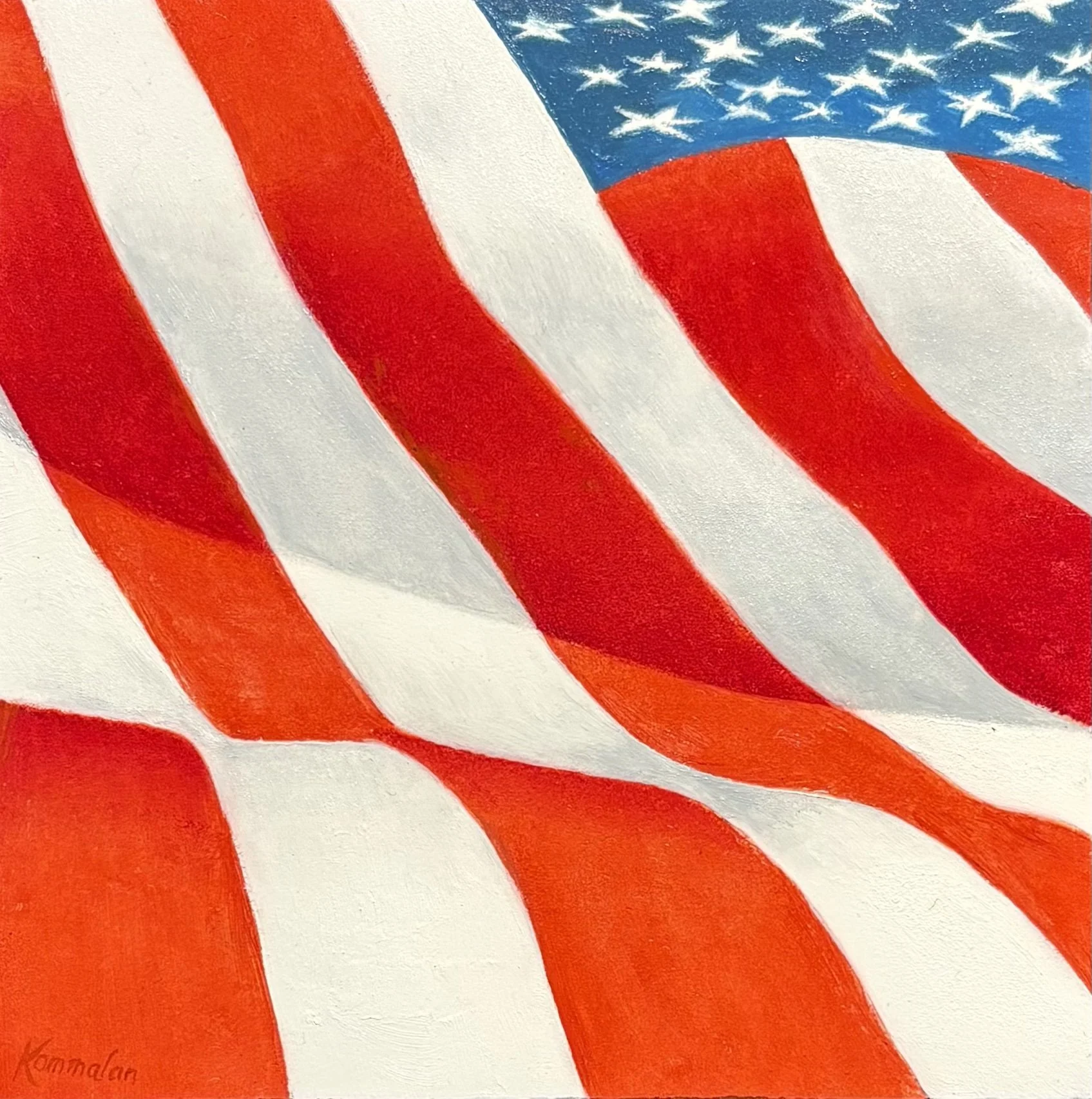 Deborah Kommalan, E Pluribus Unum 6x6 Oil $445 