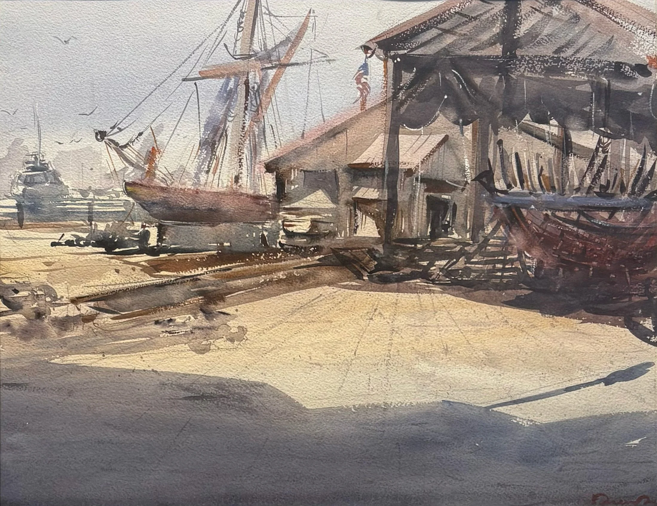 Ronaldo Dorado watercolor painting titled Dove Meets Delaware 15x19 $2100 wc.jpg