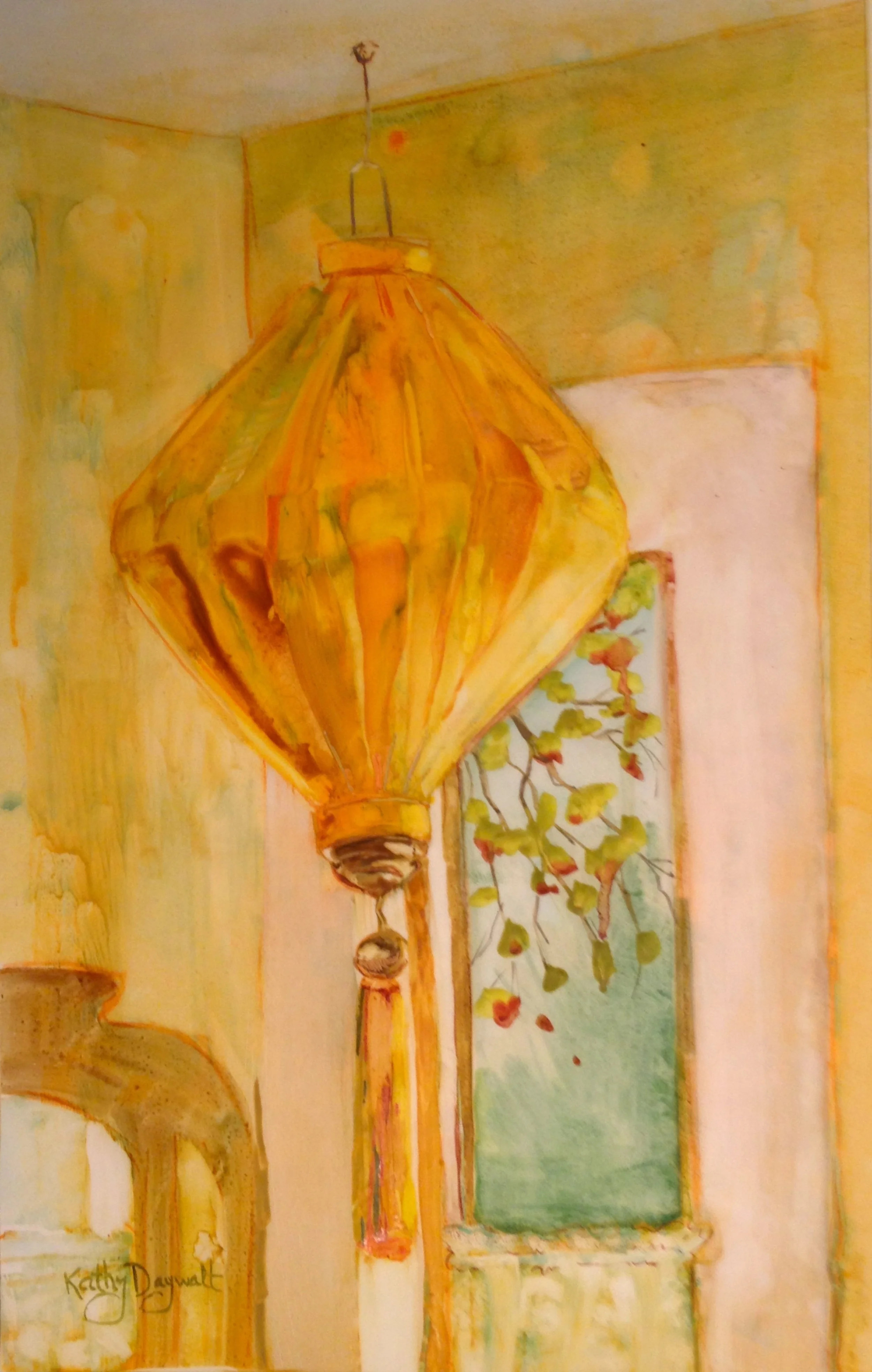 Kathy Daywalt original painting titled Lantern Glow 16x10 WaterMedia $875