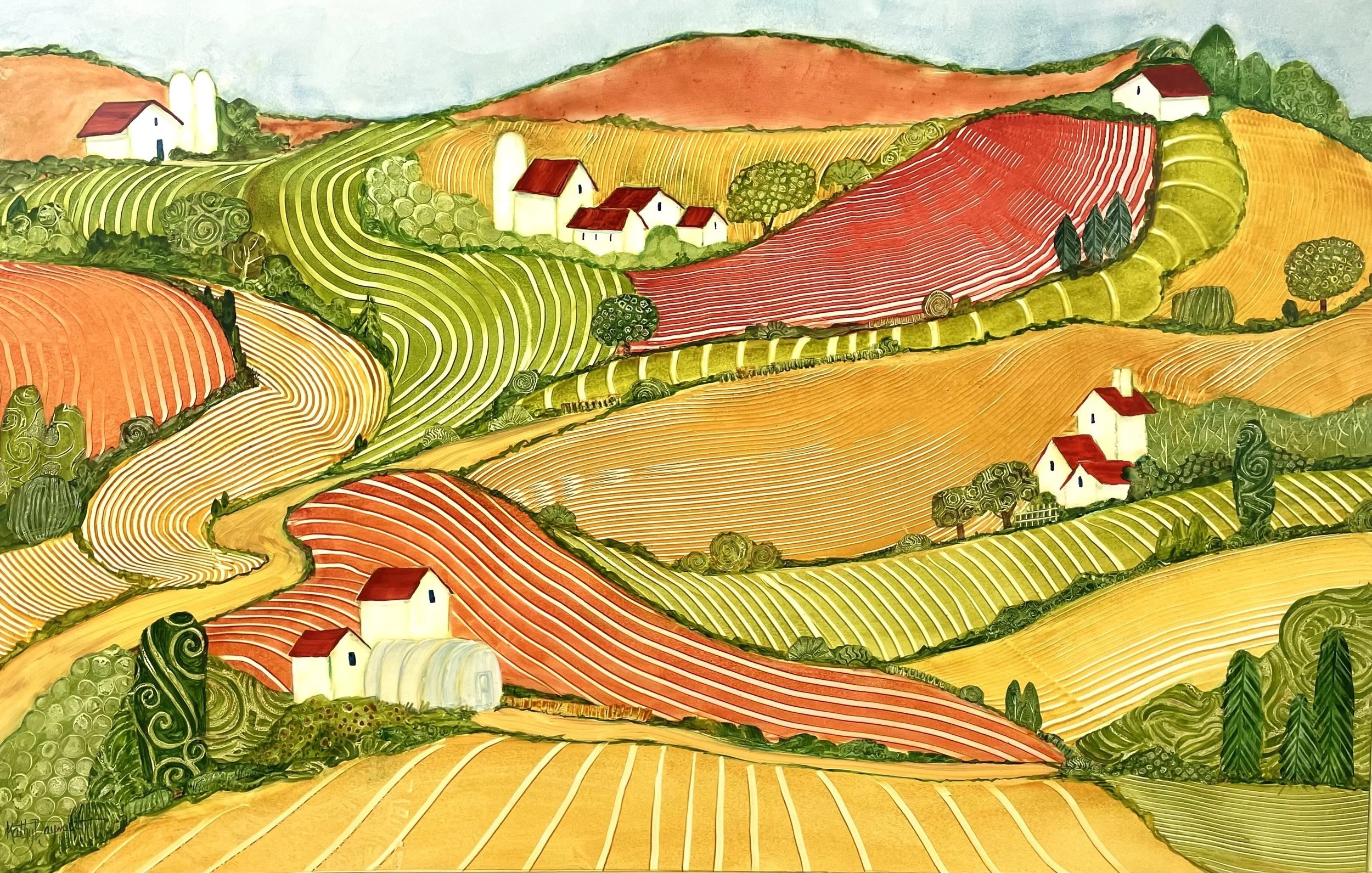 Kathy Daywalt original painting titled Abundance 23x36 WaterMedia $2925