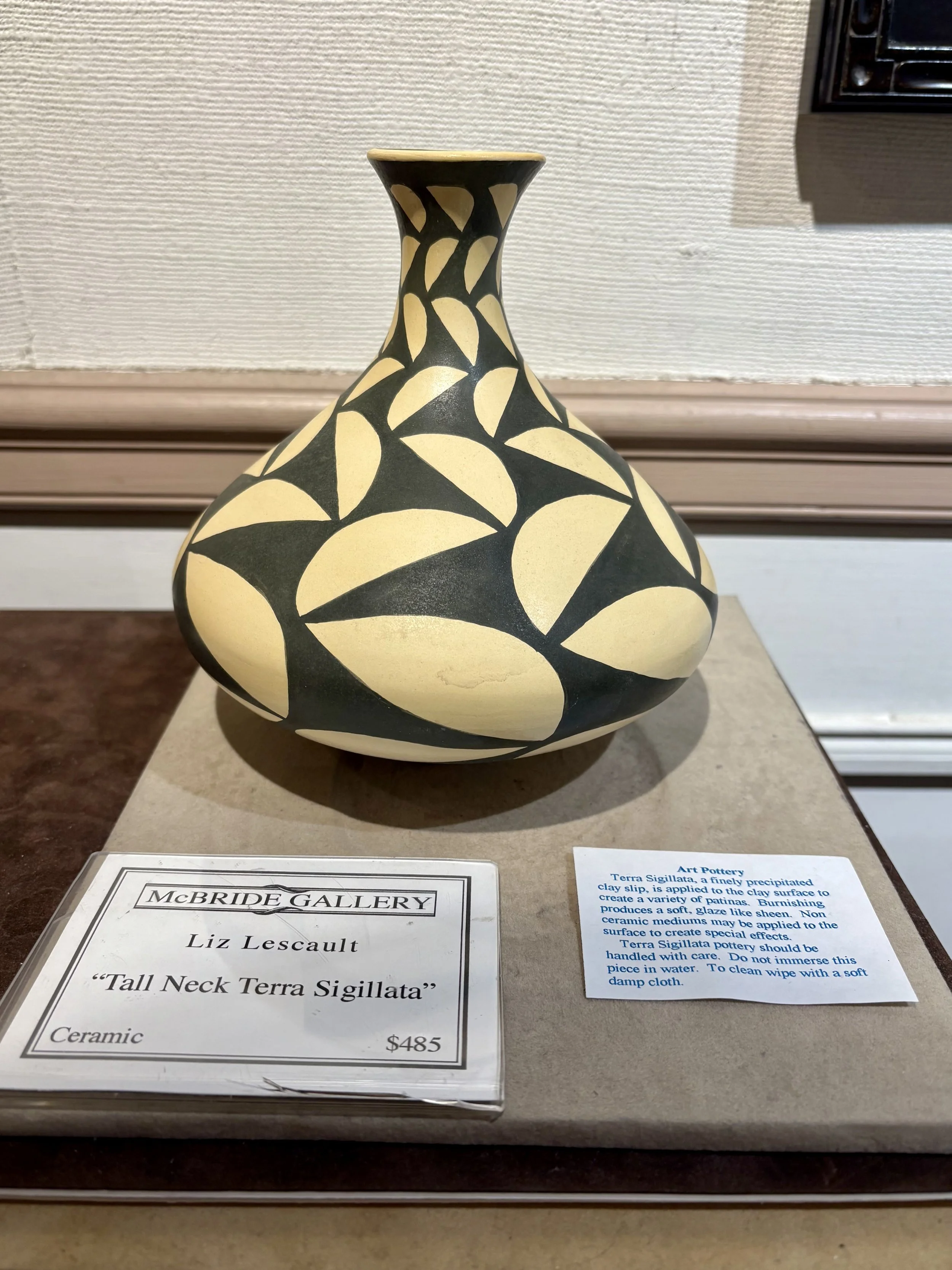 Liz Lescault ceramic vessel titled Tall Neck Terra Sigilliata  6.5x6.5 $485