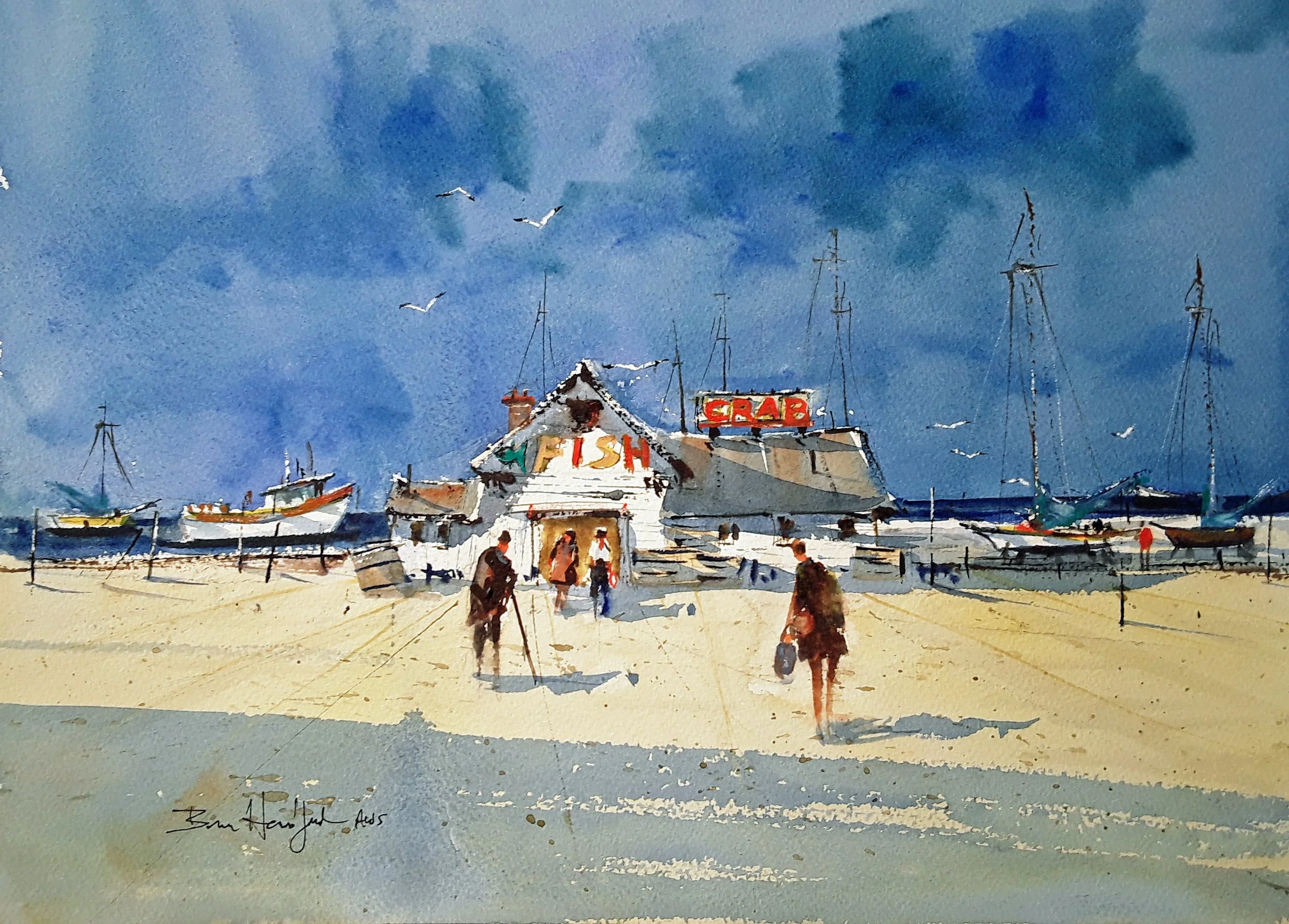 Bruce Handford 108446 Fish+Crab 11x15 WC $900.jpg.jpg