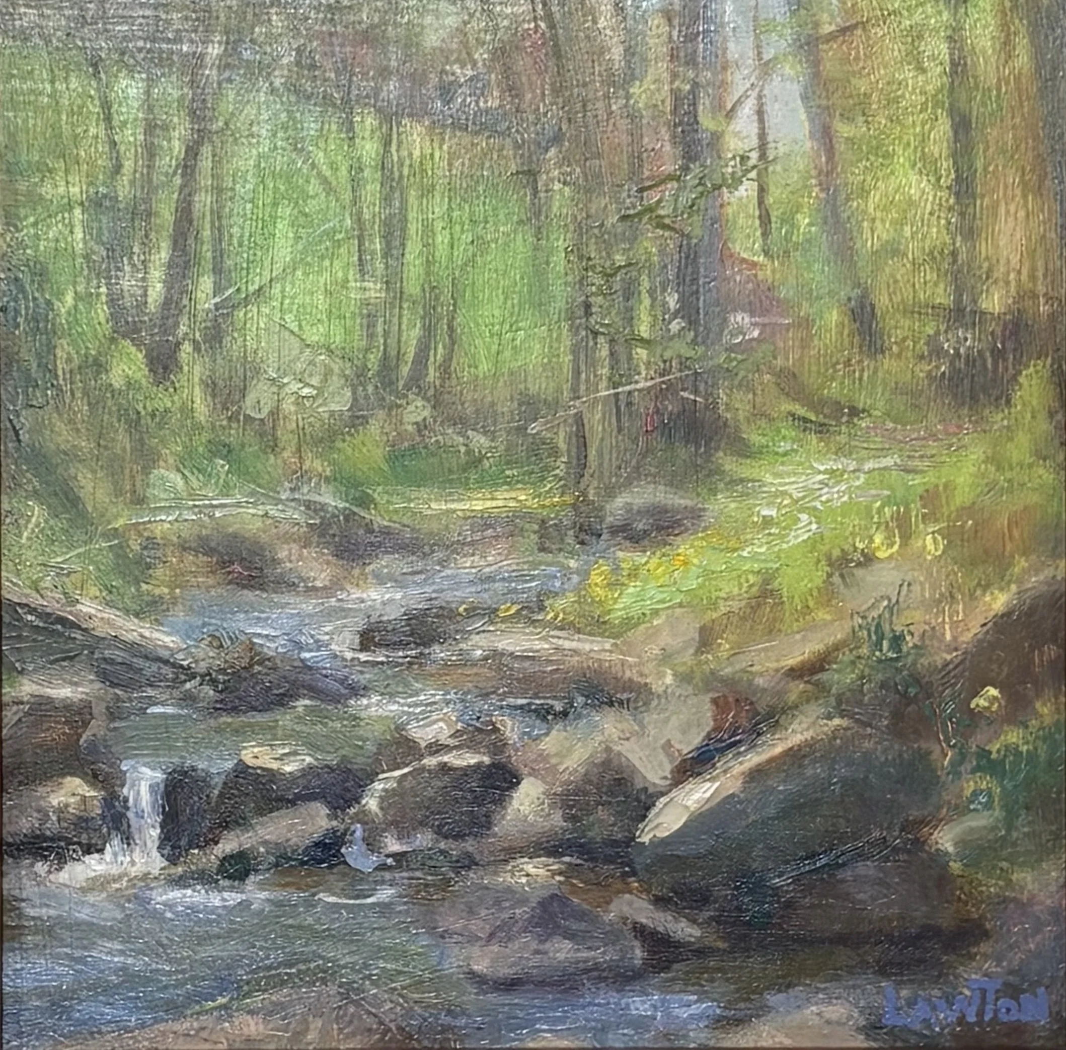 David Lawton Rocky Creek 8x8 oil $400