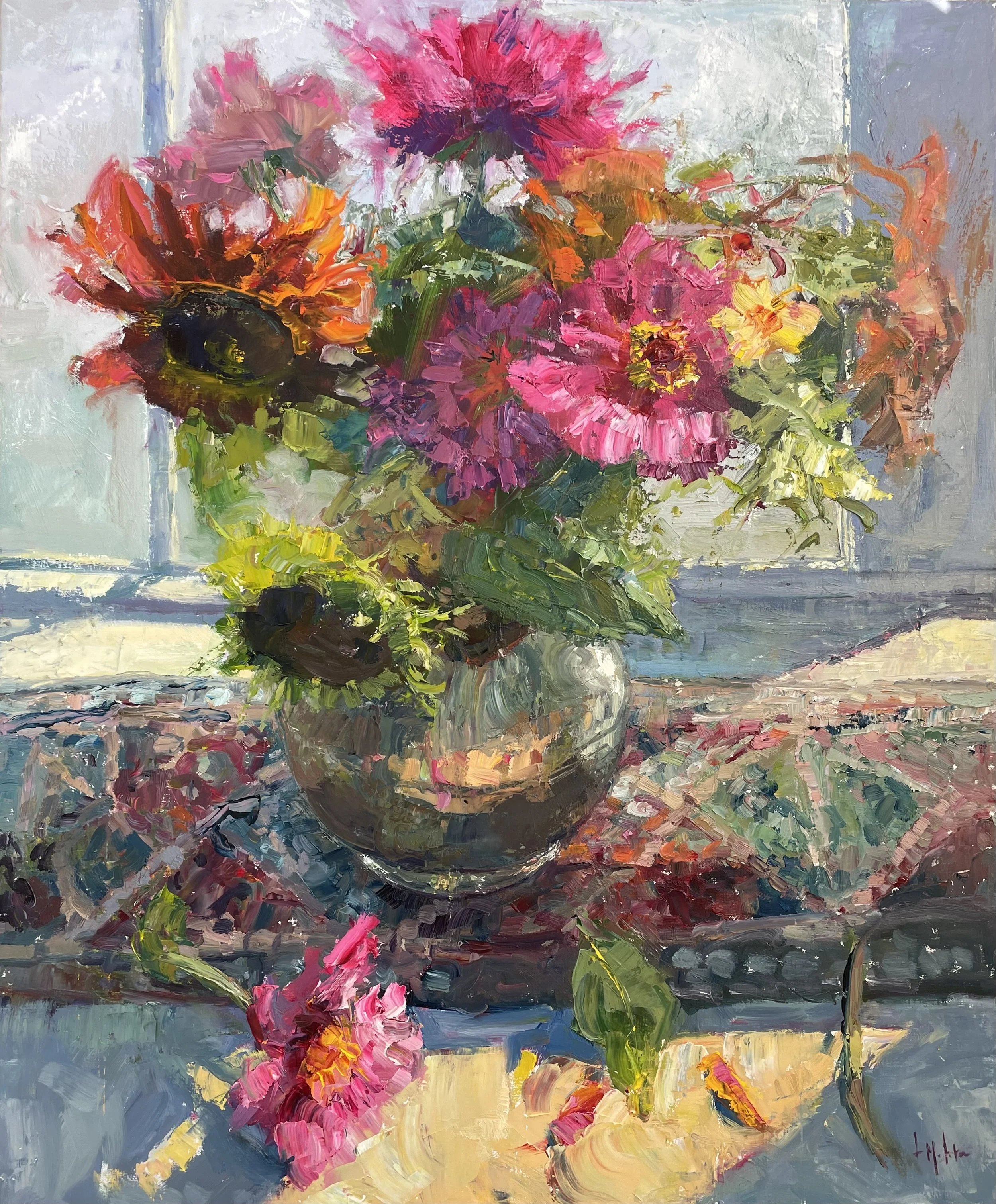 Lynn Mehta Summer Flowers in Grandma's Silver 24x20 Oil $2700.jpeg
