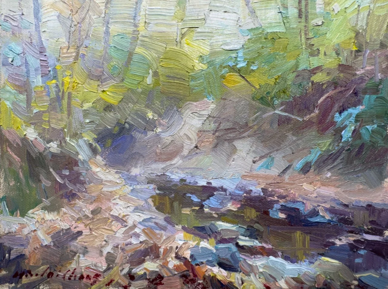 Hiu Lai Chong original oil painting titled Hidden Brook 6x8 Oil $750.jpeg