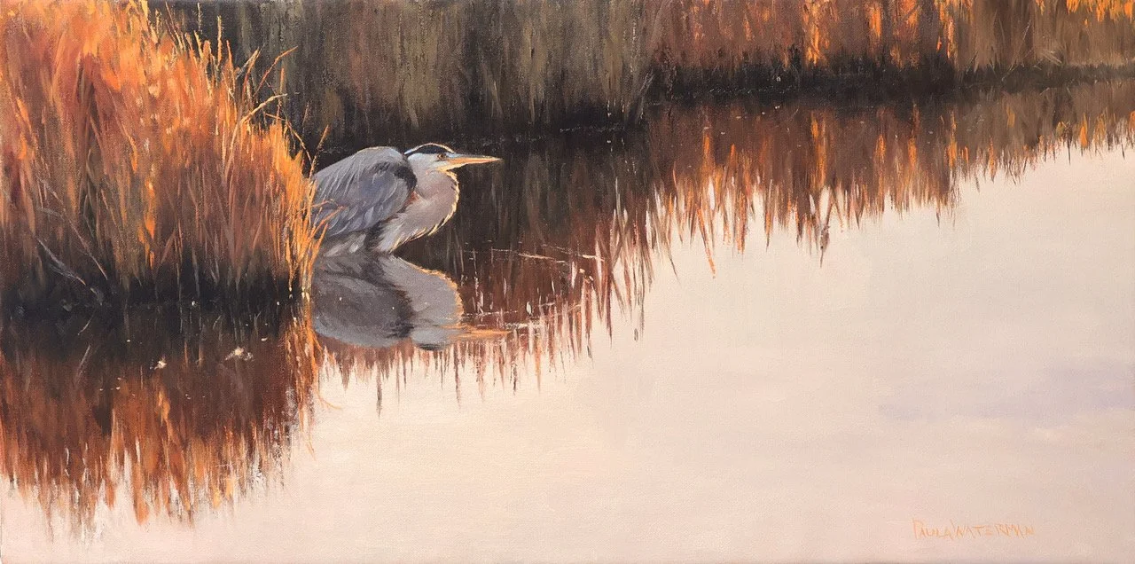 Paula Waterman Last Rays 15x30 oil painting $3250