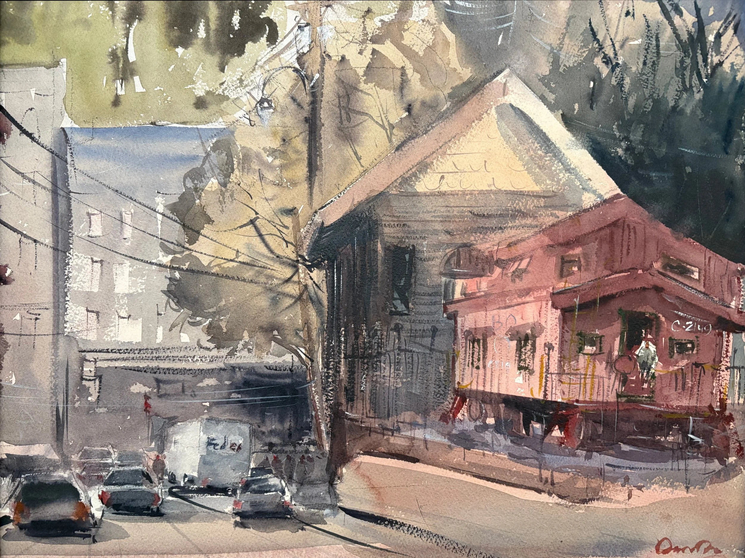 Ronaldo Dorado watercolor painting titled In The Line 16x20 $2,400