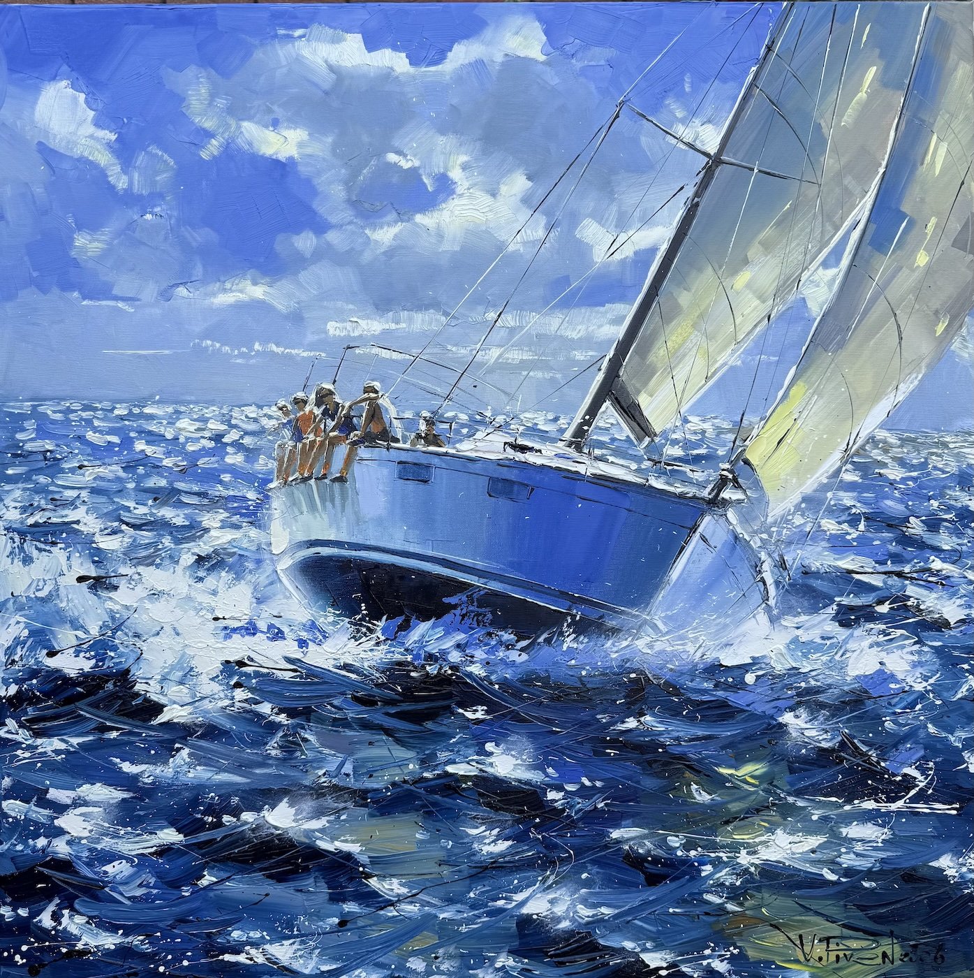 Vova Piven original oil painting titled  Perfect Weather 36x36 oil $4200