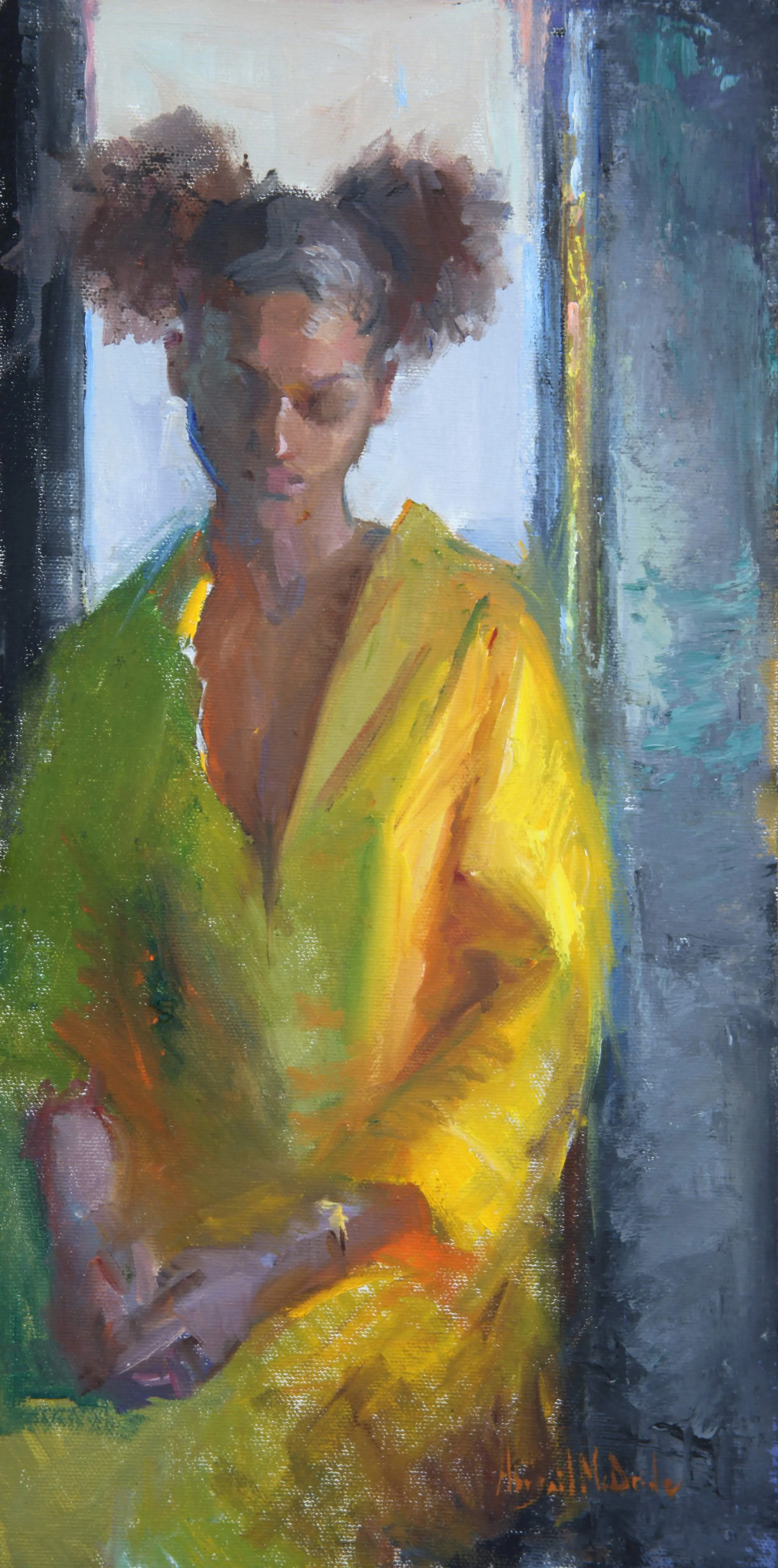 Abigail McBride, A Glimmer of Gold 16x8 Oil $950