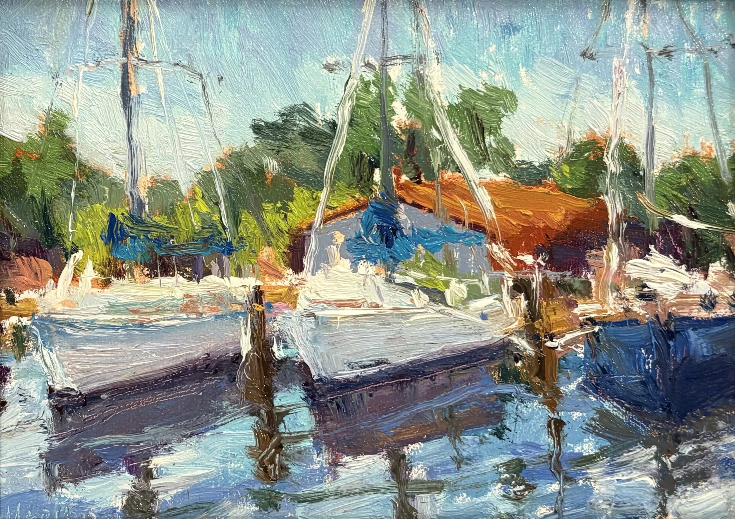 Maria Marino At the Dock oil 5x7 $575