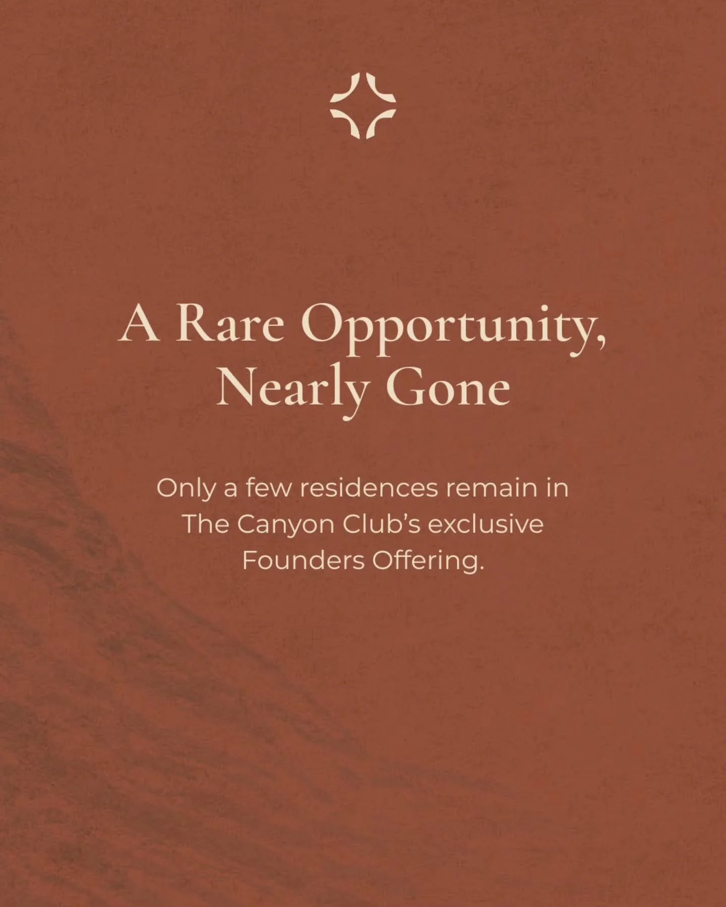 A rare opportunity, nearly gone.

Only a few residences remain in The Canyon Club&rsquo;s exclusive Founders Offering, a limited chance to own a home that blends modern architecture, natural beauty, and the legacy of Hill Country living.

Now schedul