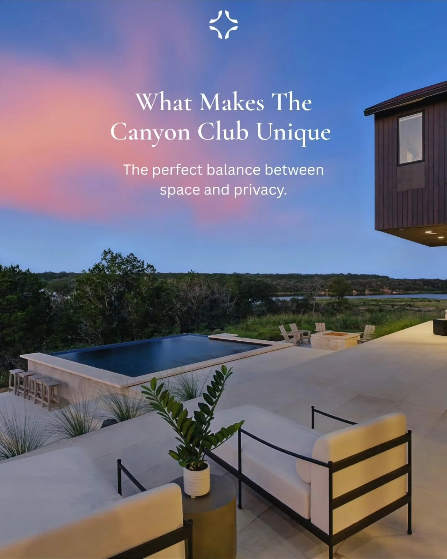 A rare balance of scale and intimacy. With 60 private acres, over 2,000 feet of secluded shoreline, and just 25 thoughtfully placed homes, The Canyon Club is intentionally spacious yet distinctly boutique. 

Here, privacy comes naturally, the landsca