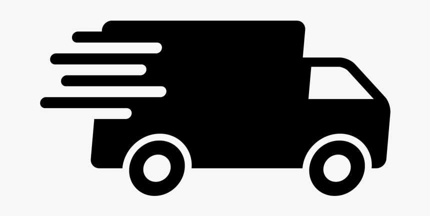 Icon of a delivery truck moving at high speed.