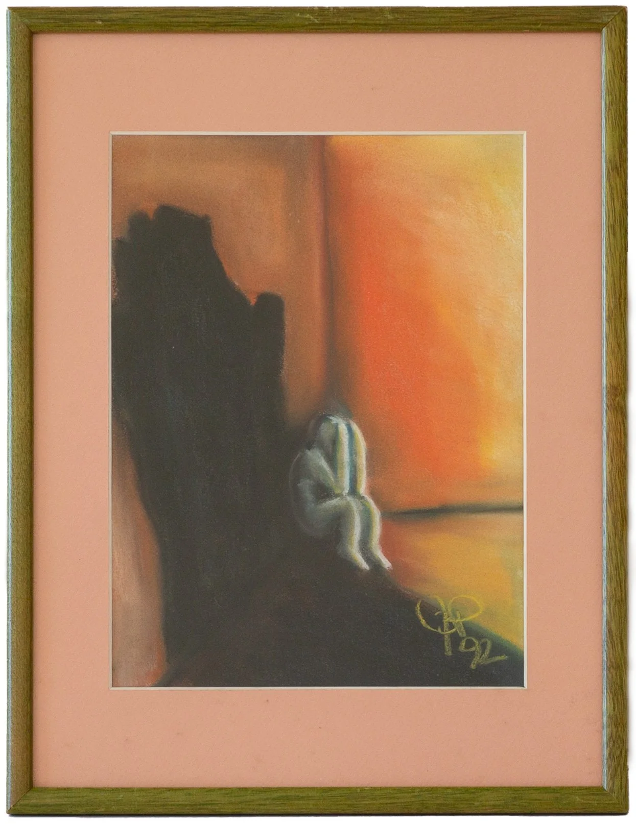 "Corner" - John Brian Paprock, Pastel on Paper, 1992

Sometimes, even in an adult male body, my insides still react like this: it seems that nothing can be done, but cower and hope it will end soon.