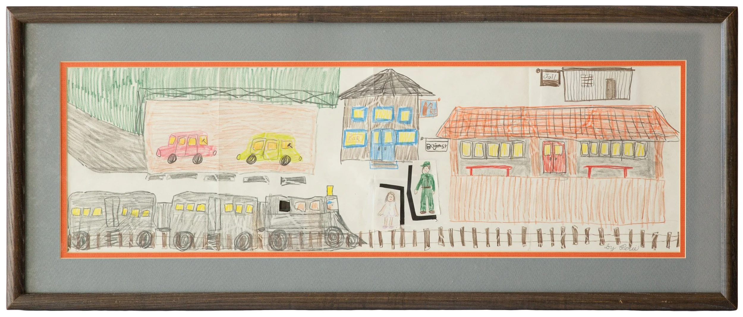 "The Train Station" - Petie (b. 1980), Crayon and Colored Pencil on Paper, 1991