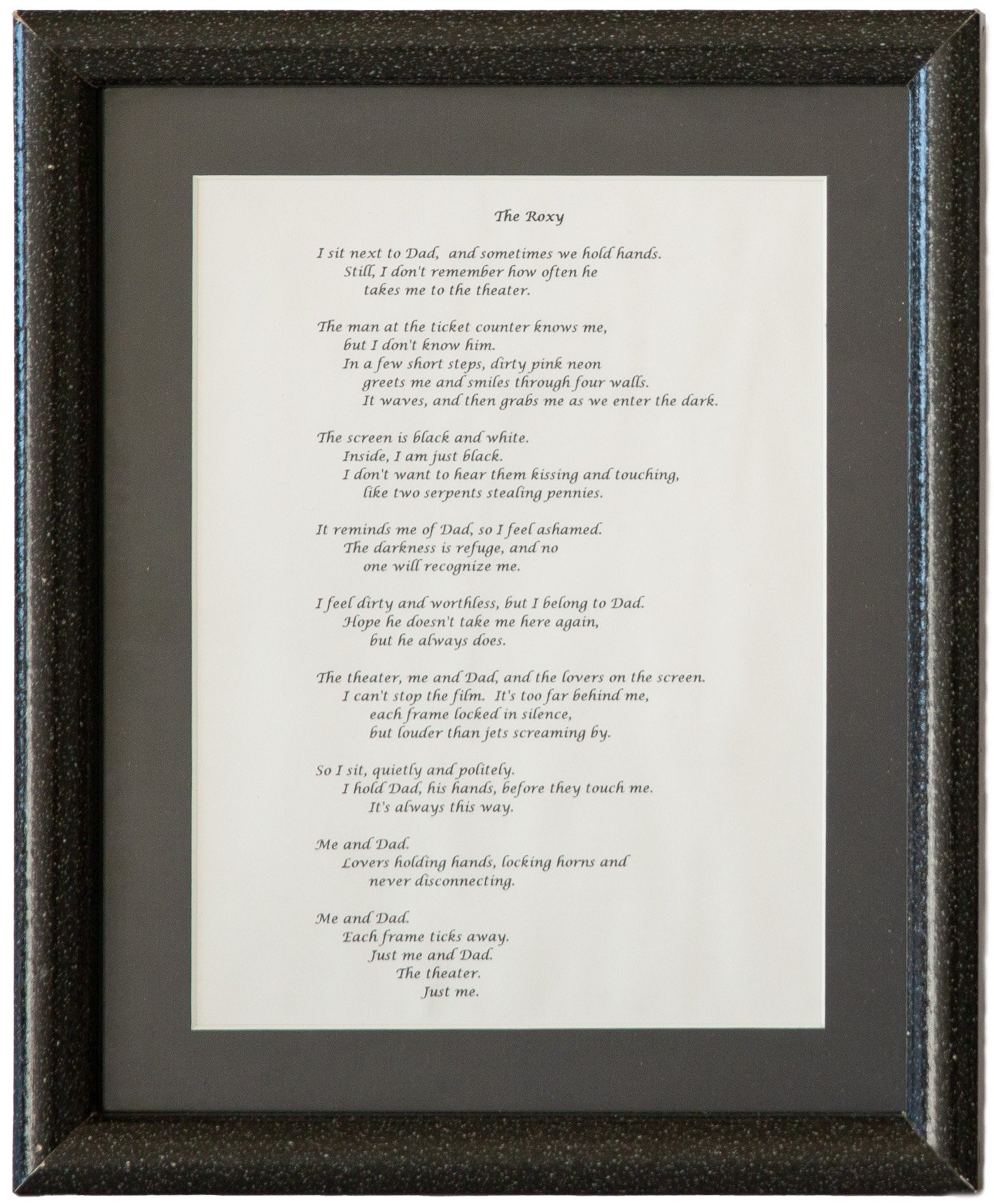 "The Roxy" - Vicky Escoe Kelly, Typed Poem on Paper, February 1992