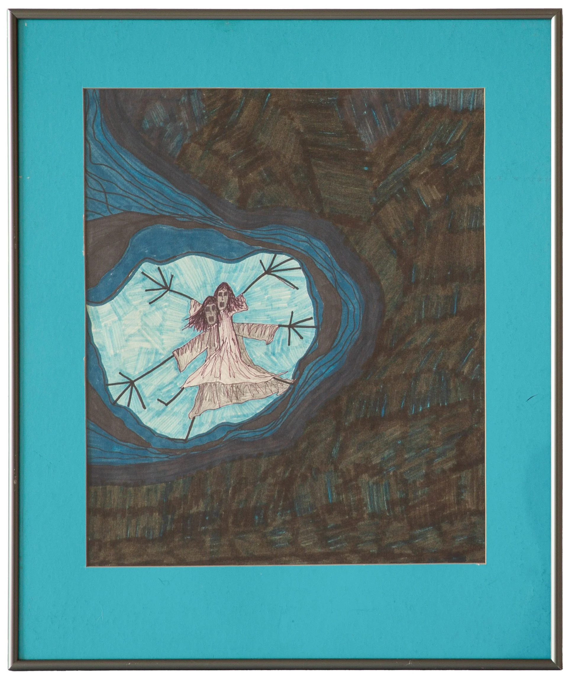 "When I Am Afraid" - Joyce Fey, Turquoise and Black Marker on Paper