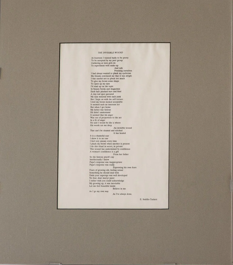 "The Invisible Wound" - Elizabeth Sedillo-Tackett, Typed Poem on Paper
