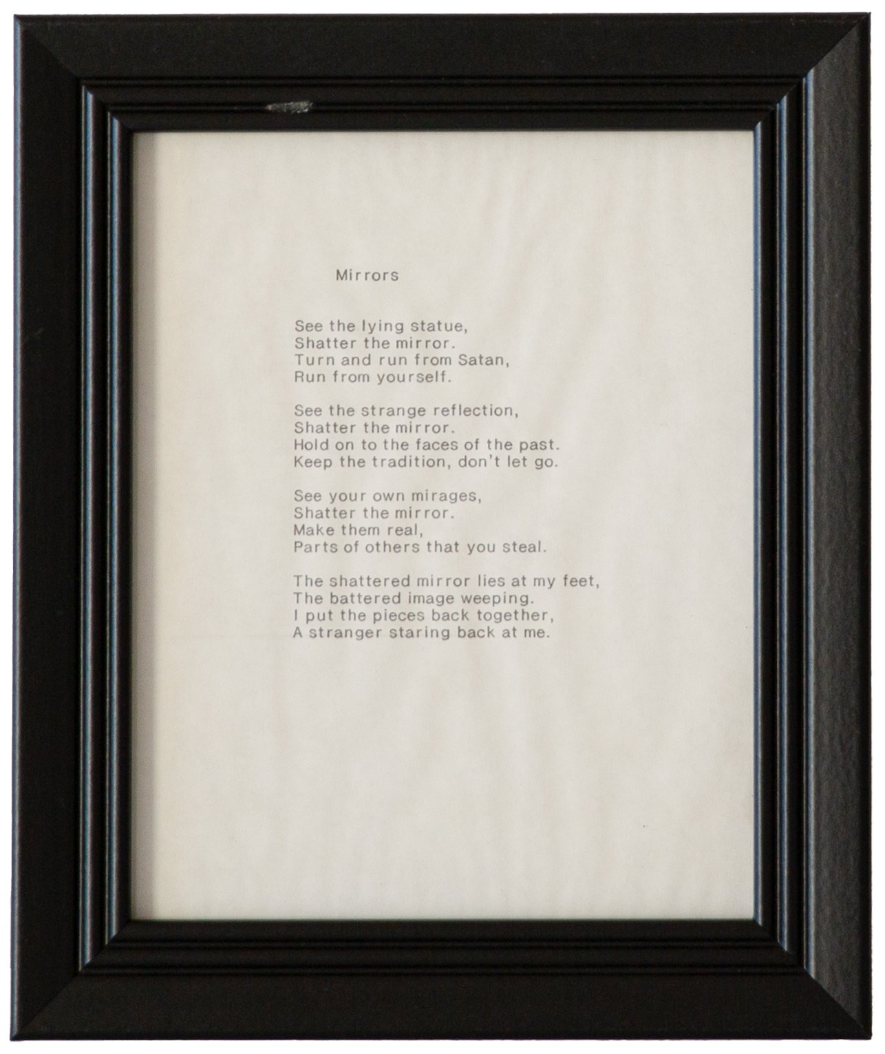 "Mirrors" - Dale Decker, Printed Poem on Paper