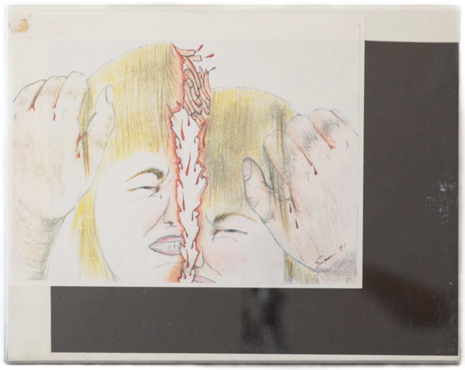 "Tears Her In Two" - Susan O.W., Mixed Media on Paper, 1992