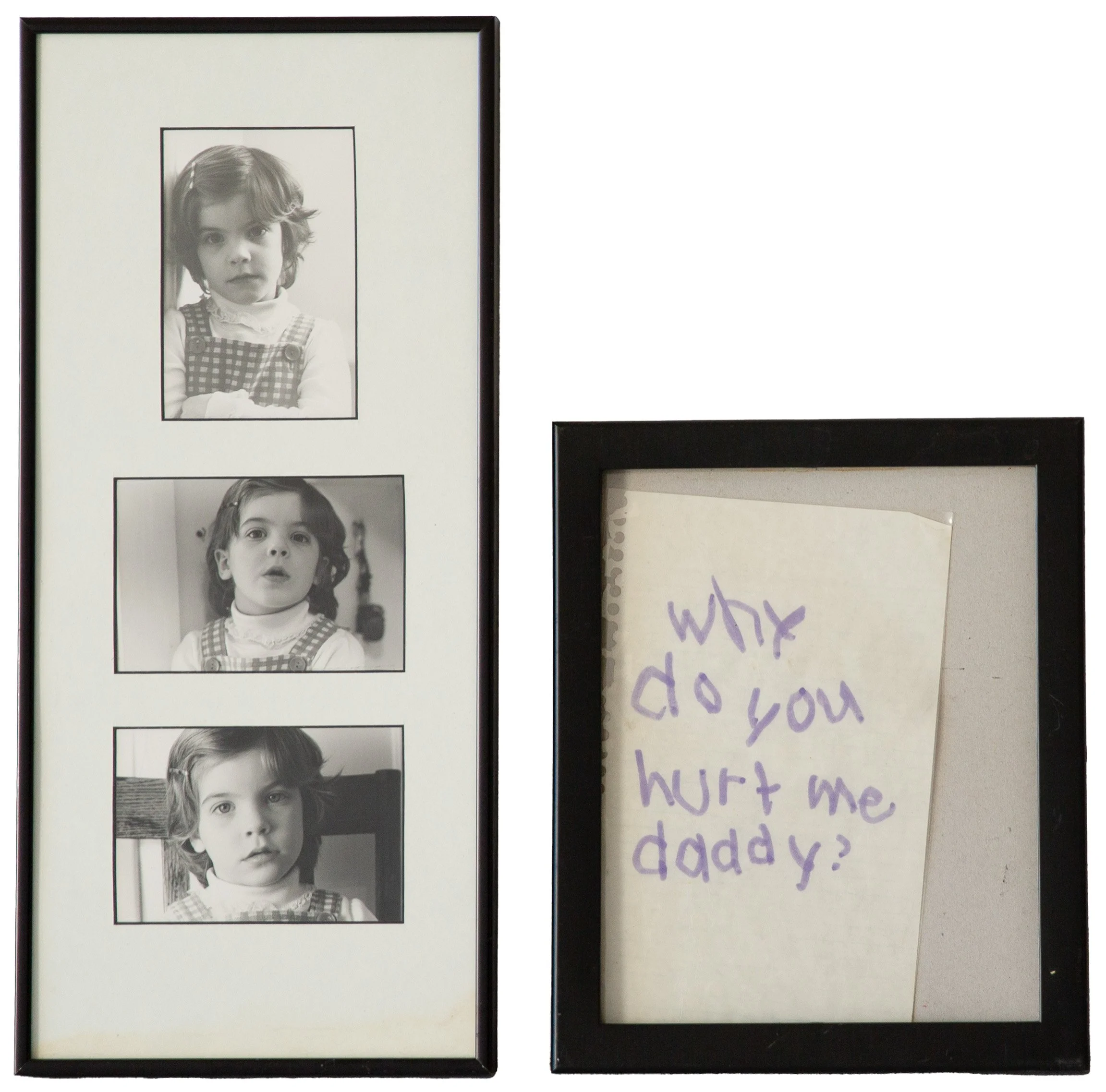 "Why, Daddy?" - Jennifer M. Adams, Photography and Written Note on Paper

I can’t think of a better artist’s statement than this…it is a page from my diary from 1978. I was five years old. I wrote it with my favorite purple marker, it smelled like gr