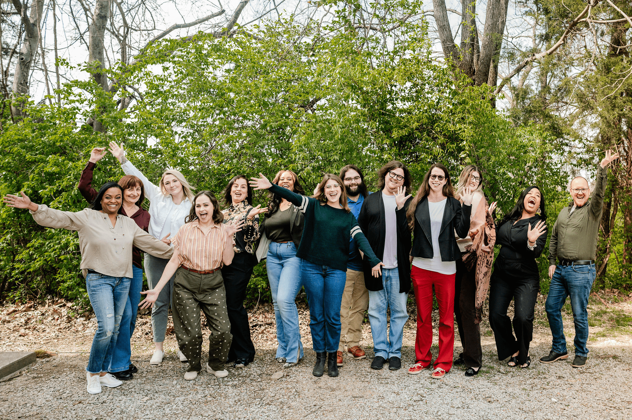 A group of Cedar Tree Wellness Center therapists having fun outdoors.