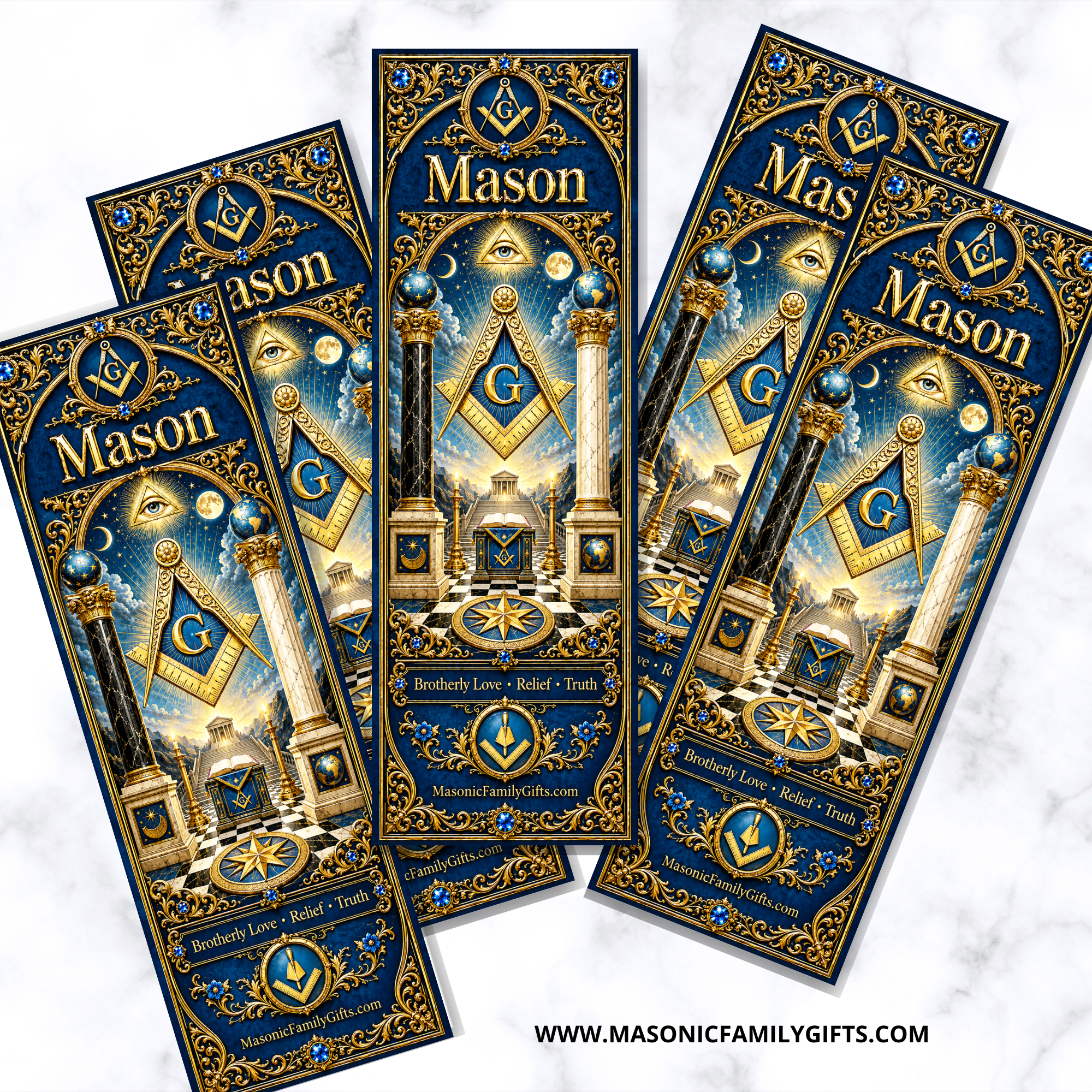 Masonic Blue Lodge Bookmarks  (Set of 5) - FREE SHIPPING