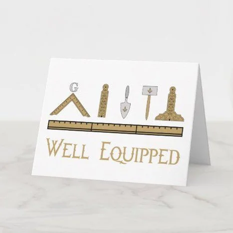 Well Equipped Masonic Working Tools Notecards  - Pack of 8