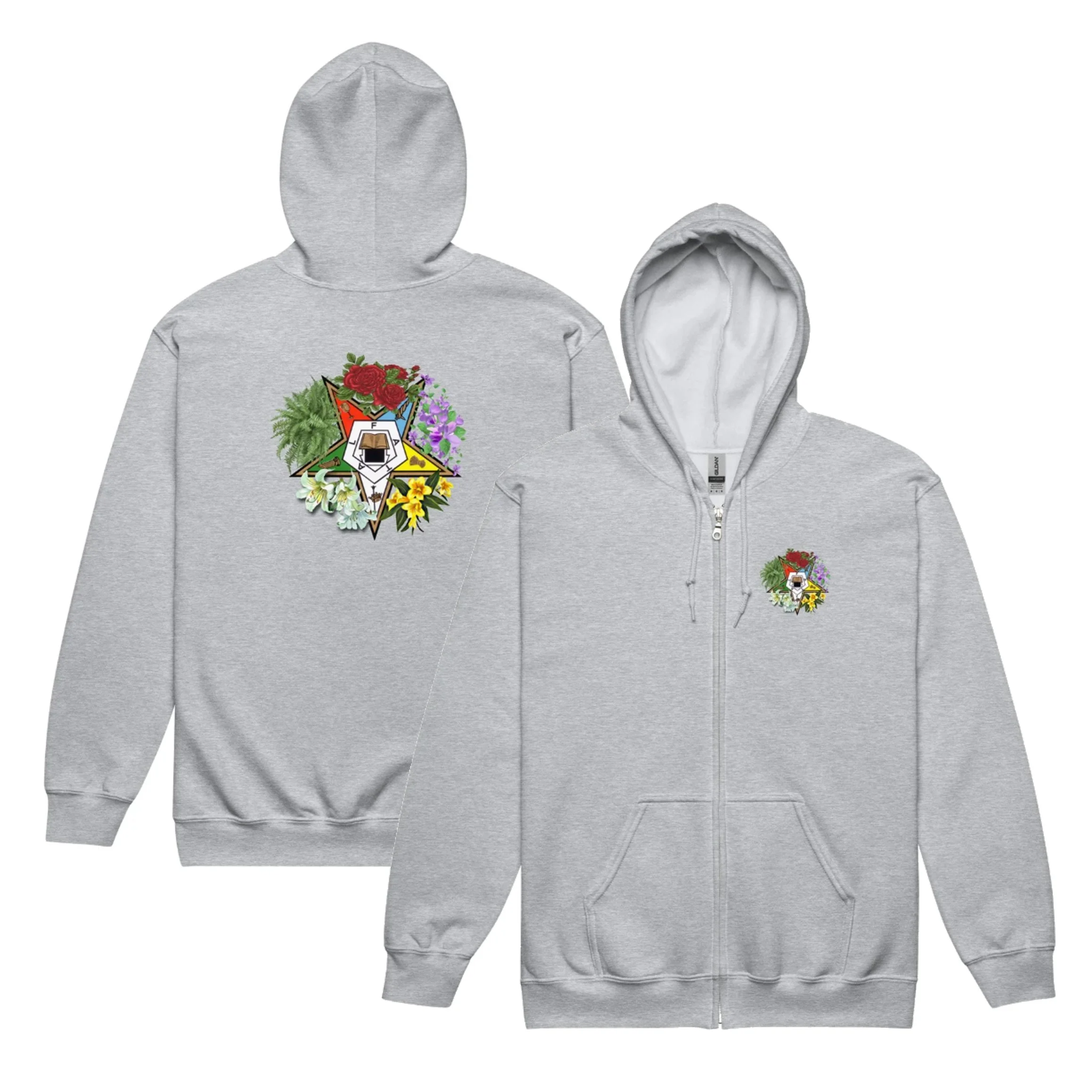 Floral OES Eastern Star Zippered Hoodie