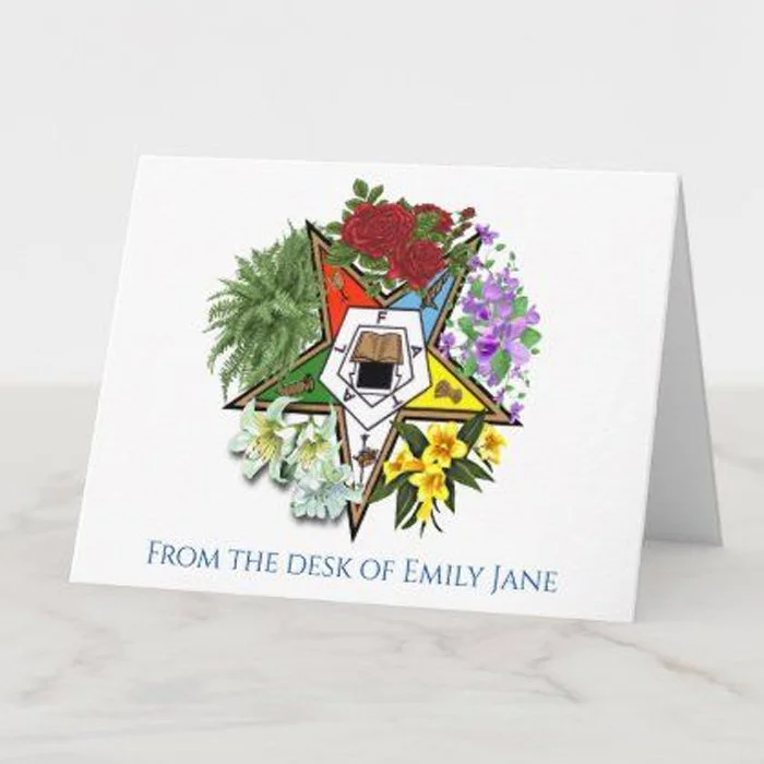 Personalized Floral Order of the Eastern Star Notecards