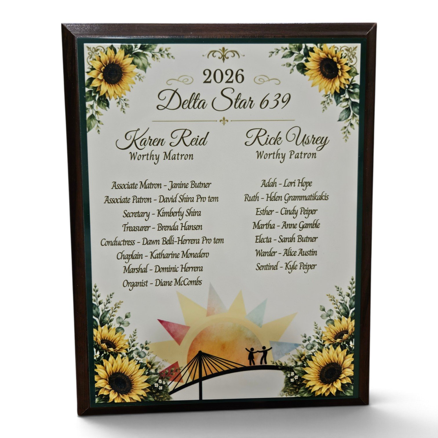 California Worthy Matron Metal and Wood Plaque Keepsake – Custom Chapter Gift