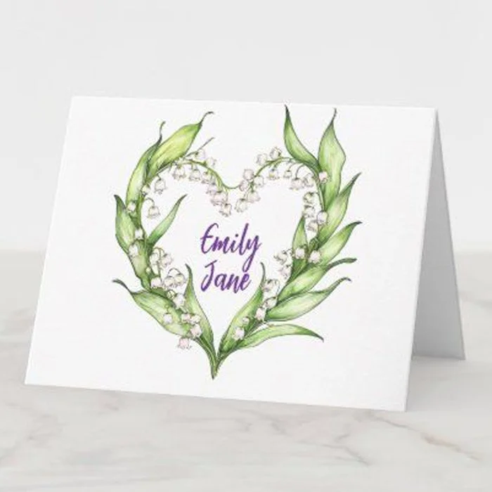 Personalized Lily of the Valley Notecards