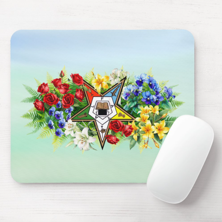 Floral Eastern Star Emblem Mouse Pad