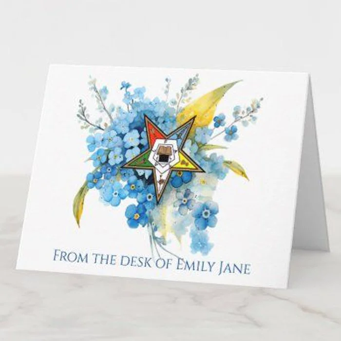 Personalized OES Forget Me Not Notecards